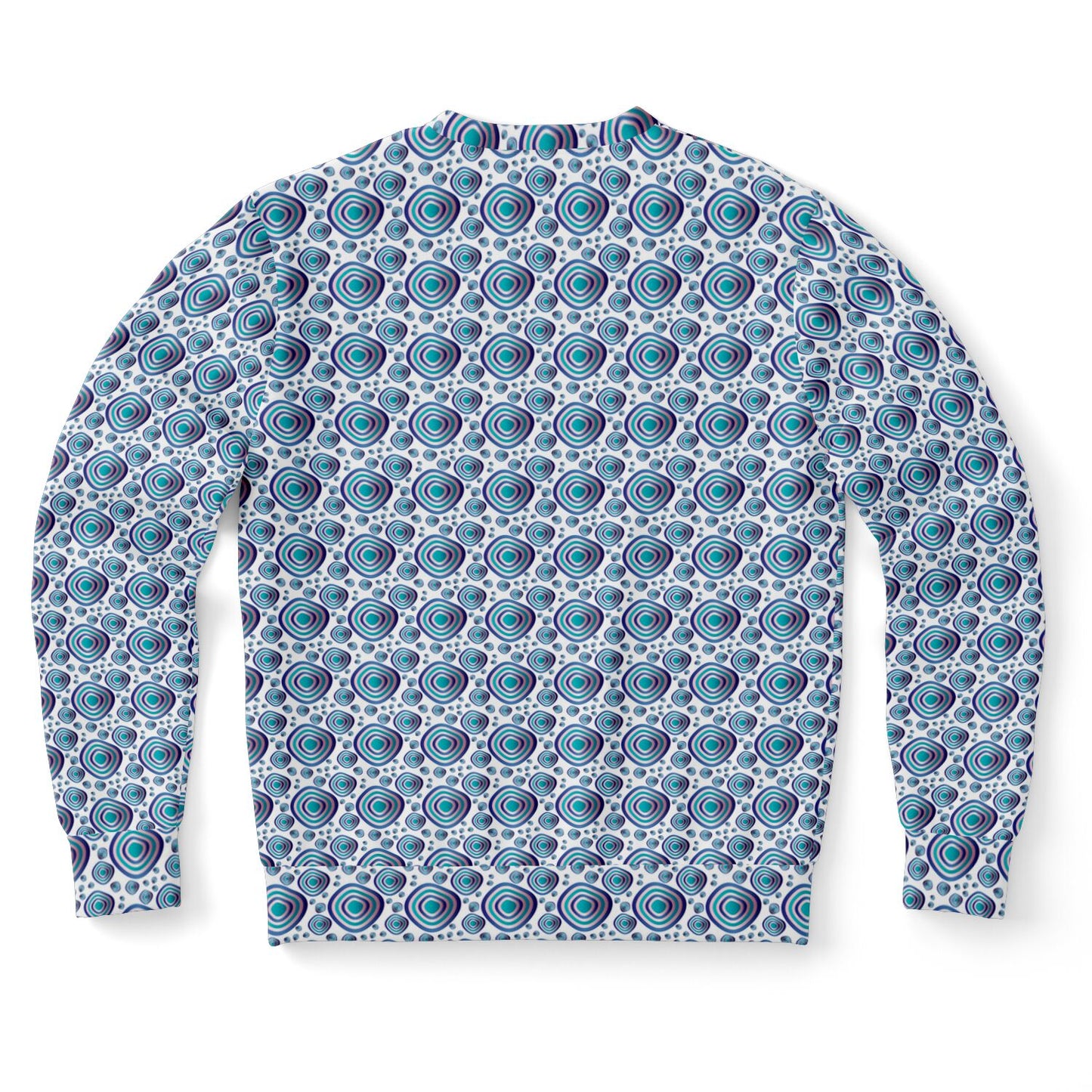 Athletic Sweatshirt - AOP Kukloso Abstractical No 96 Navy, Aqua, Pink Circular shapes on White - Free Shipping