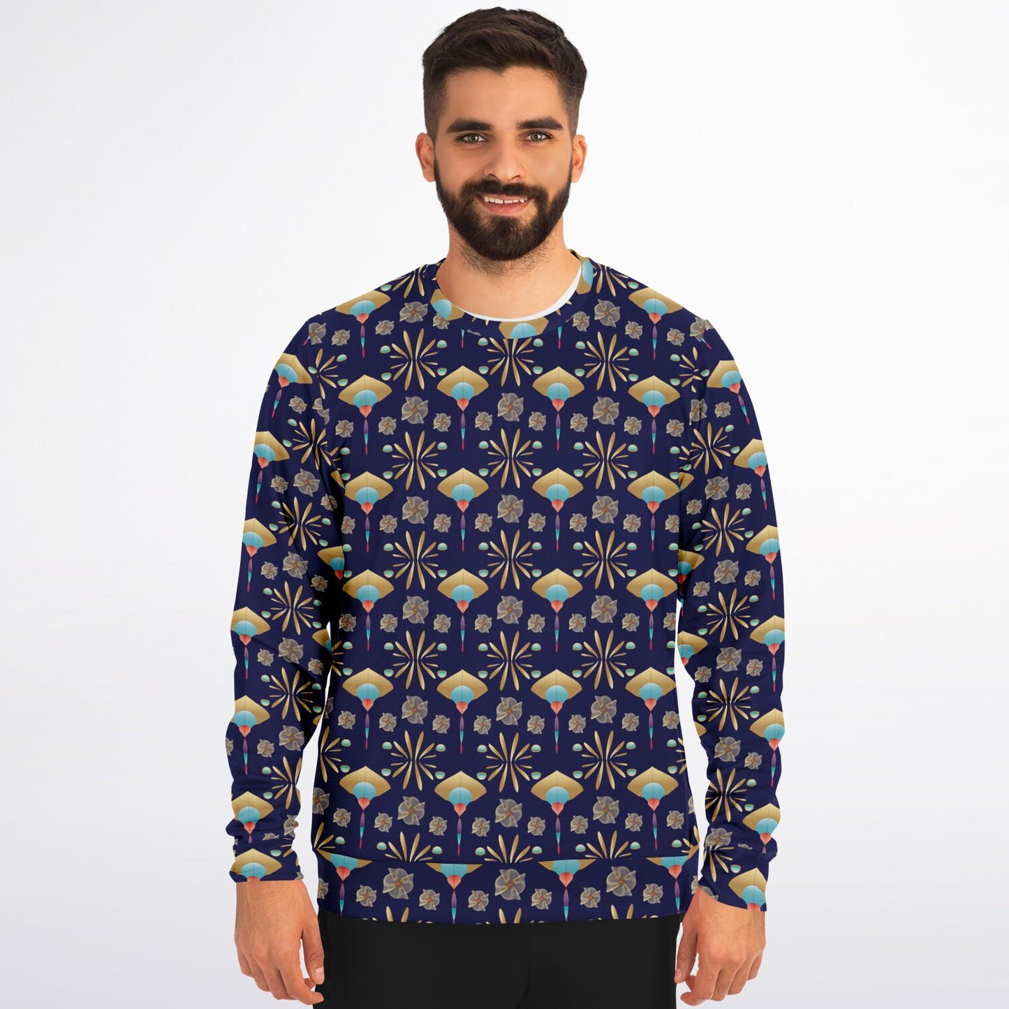 Athletic Sweatshirt - AOP Kukloso Abstractical No 55 No 2 on Navy - Free Shipping