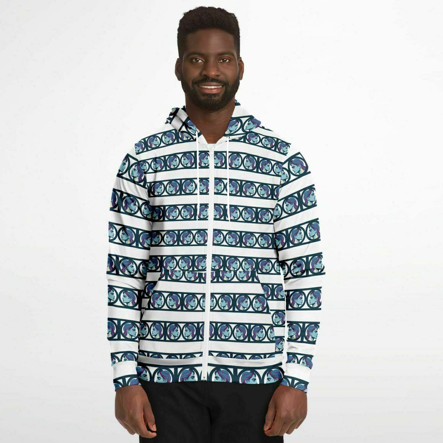 Fashion Zip-Up Hoodie - AOP Kukloso Roman Faces No 2 A - Free Shipping