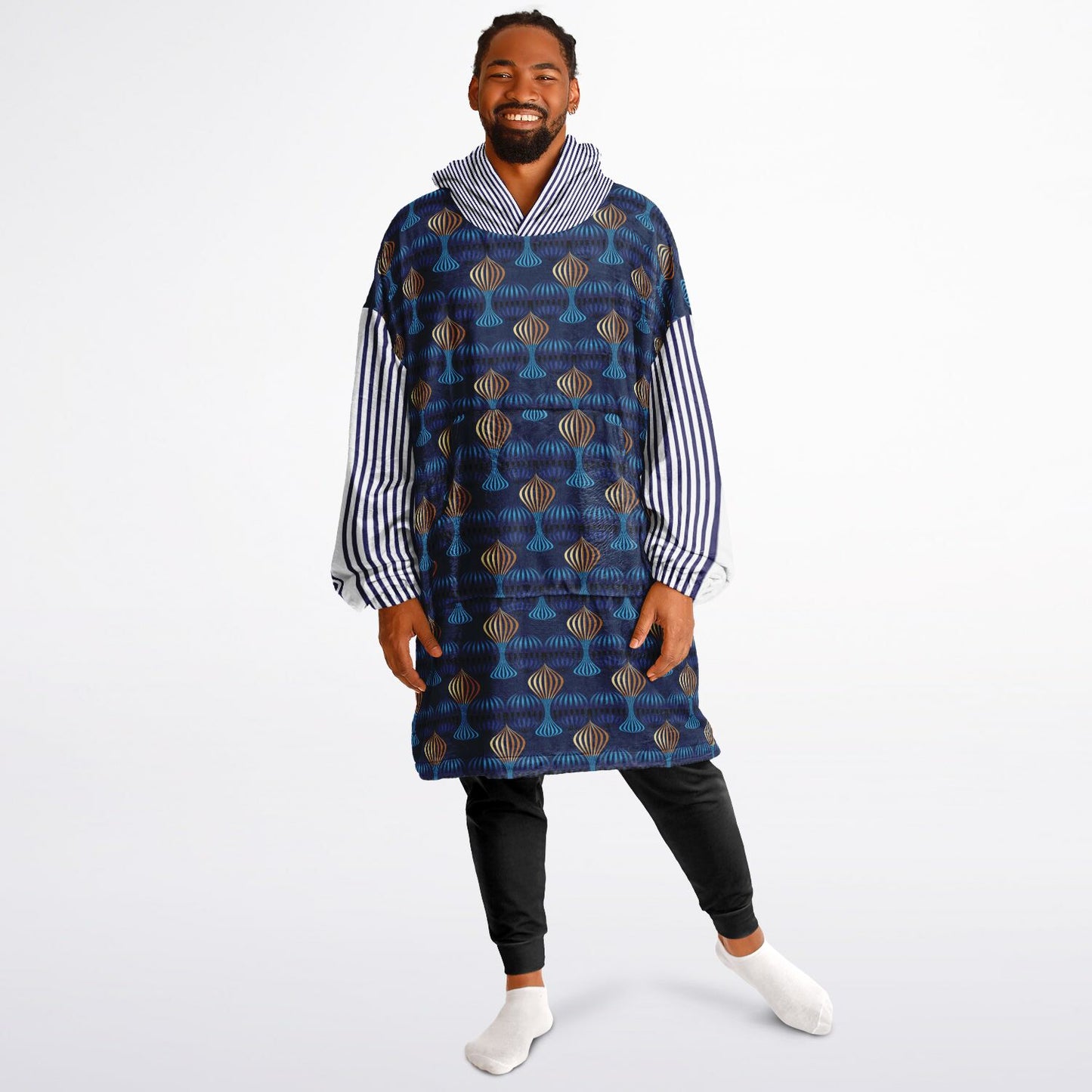 Snug Hoodie Economy - AOP Kukloso Fleuron Blue - Gold No 1 Large Pattern - Free Shipping