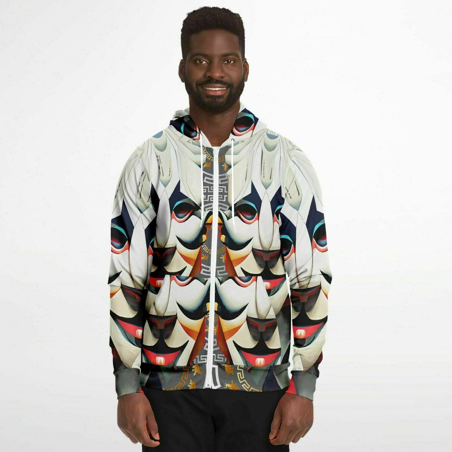 Fashion Zip-Up Hoodie - AOP Kukloso Cubist Faces No 6 - Free Shipping