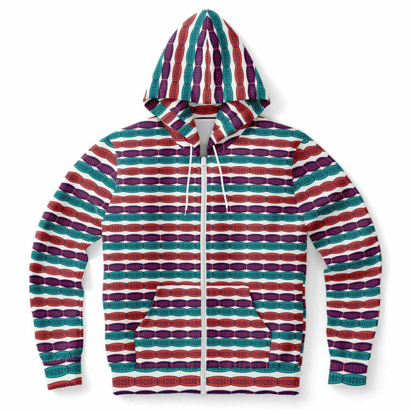 Fashion Zip-Up Hoodie - AOP Kukloso Disobey Logo Triple Colors - Free Shipping