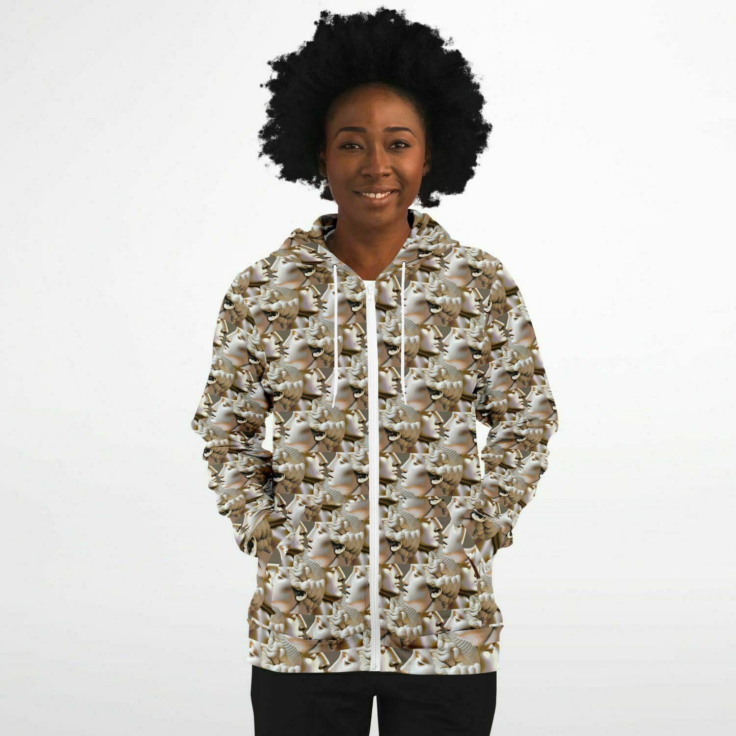 Fashion Zip-Up Hoodie - AOP Kukloso Roman Faces No 1 - Free Shipping