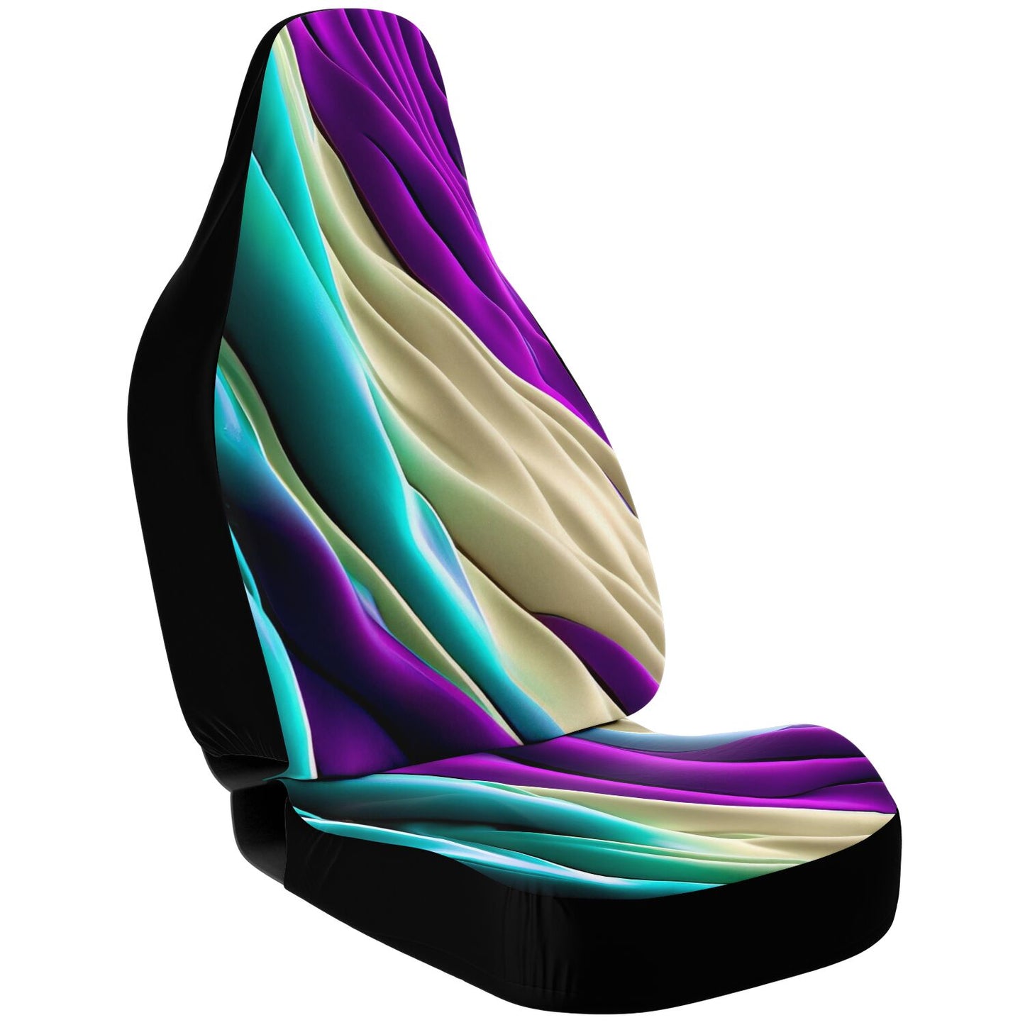 Car Seat Cover - AOP Kukloso Color Flows series No 9 Aqua, Purple & Beige colors- Free Shipping