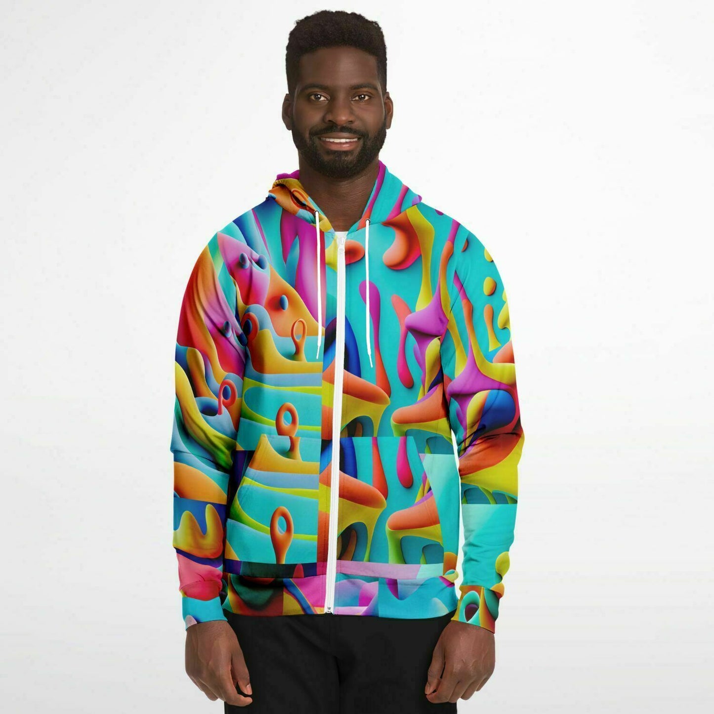 Fashion Zip-Up Hoodie - AOP Kukloso Got Color Multicolored Large Pattern - Free Shipping