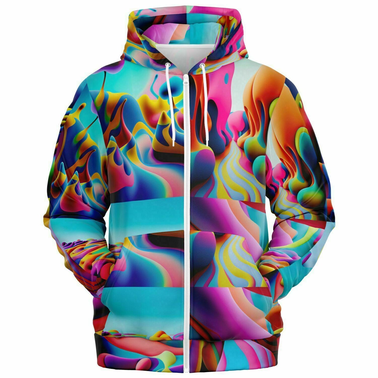 Fashion Zip-Up Hoodie - AOP Kukloso Got Color Multicolored Medium Pattern - Free Shipping