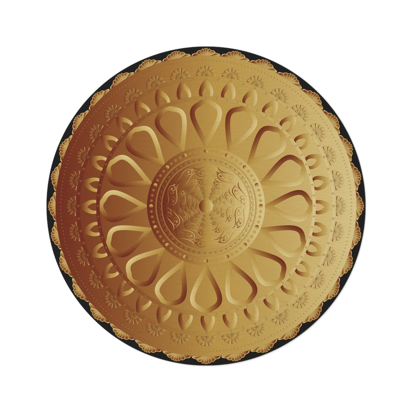 Round Rug Kukloso No 4345 Gold Mandala Design Free Shipping