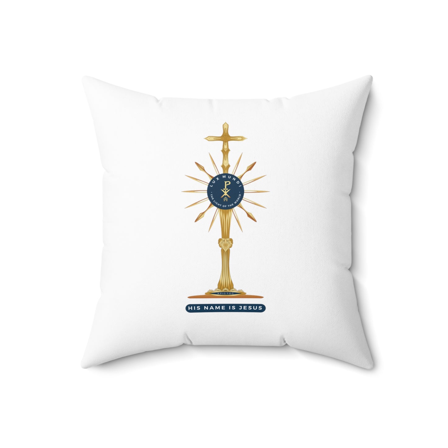 Spun Polyester Square Pillow Lux Mundi/ His Name Is Jesus - Free Shipping