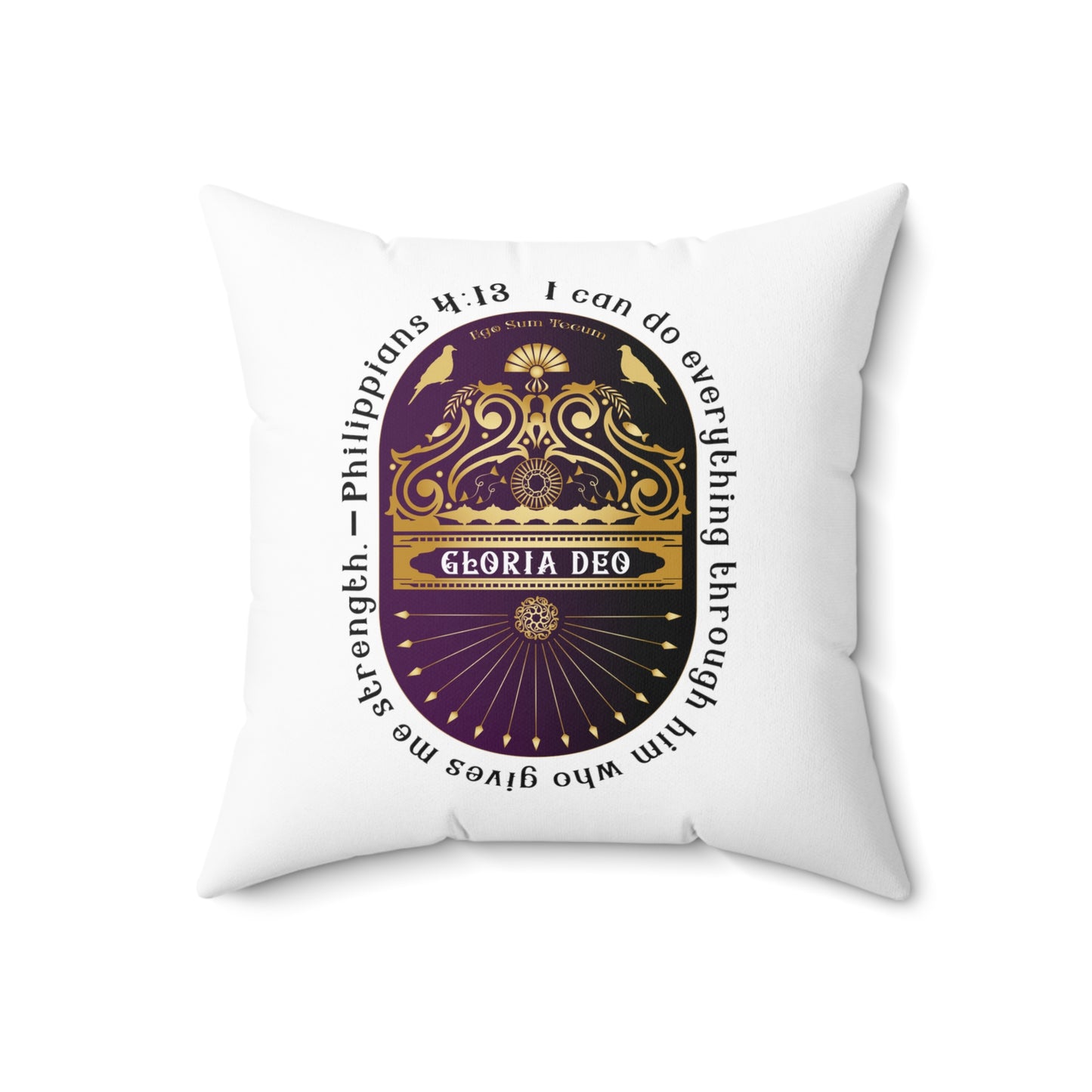 Spun Polyester Square Pillow Kukloso Philippians 4:13 - Free Shipping