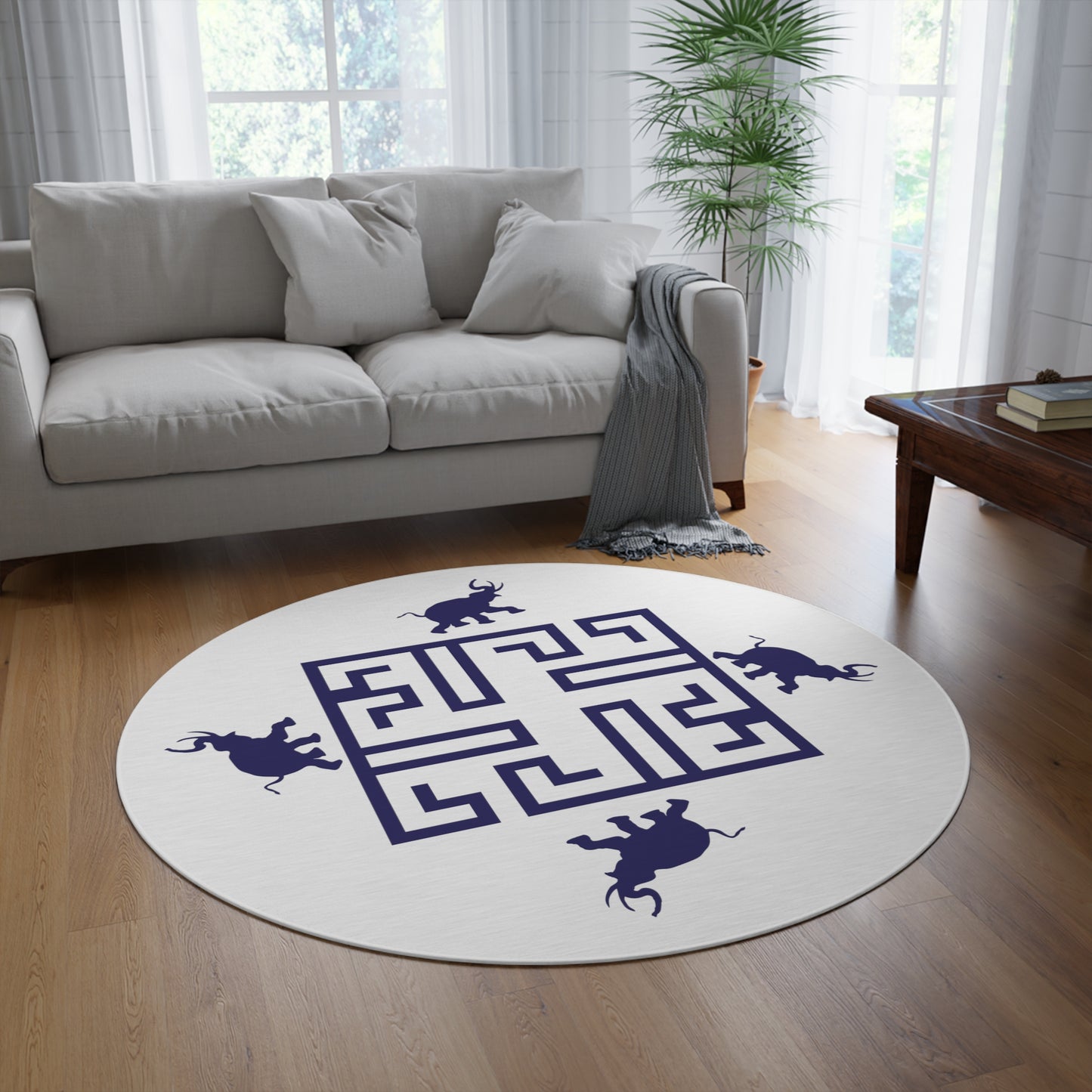 Round Rug Kukloso Greek Border w Ganesh Free Shipping