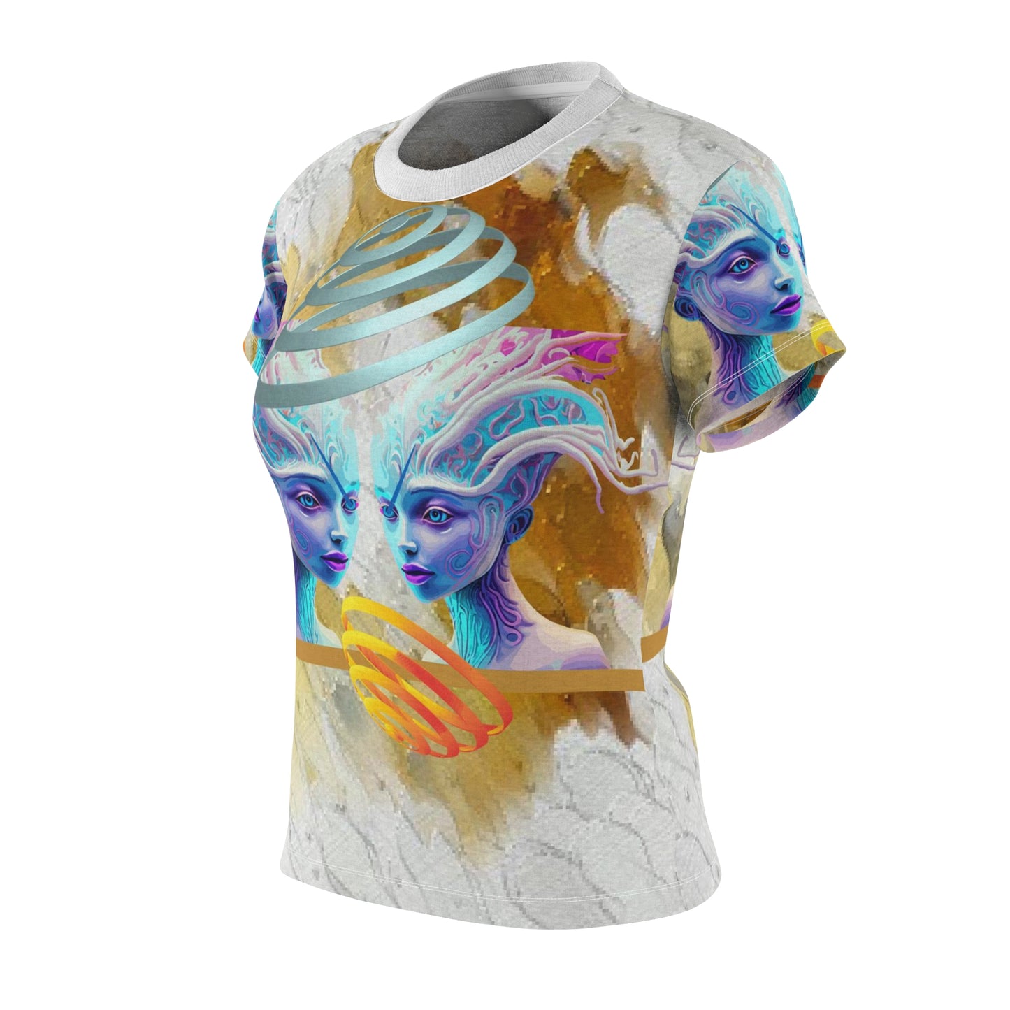 Women's Cut & Sew Tee (AOP) Kukloso Space Face No 19 - Free Shipping