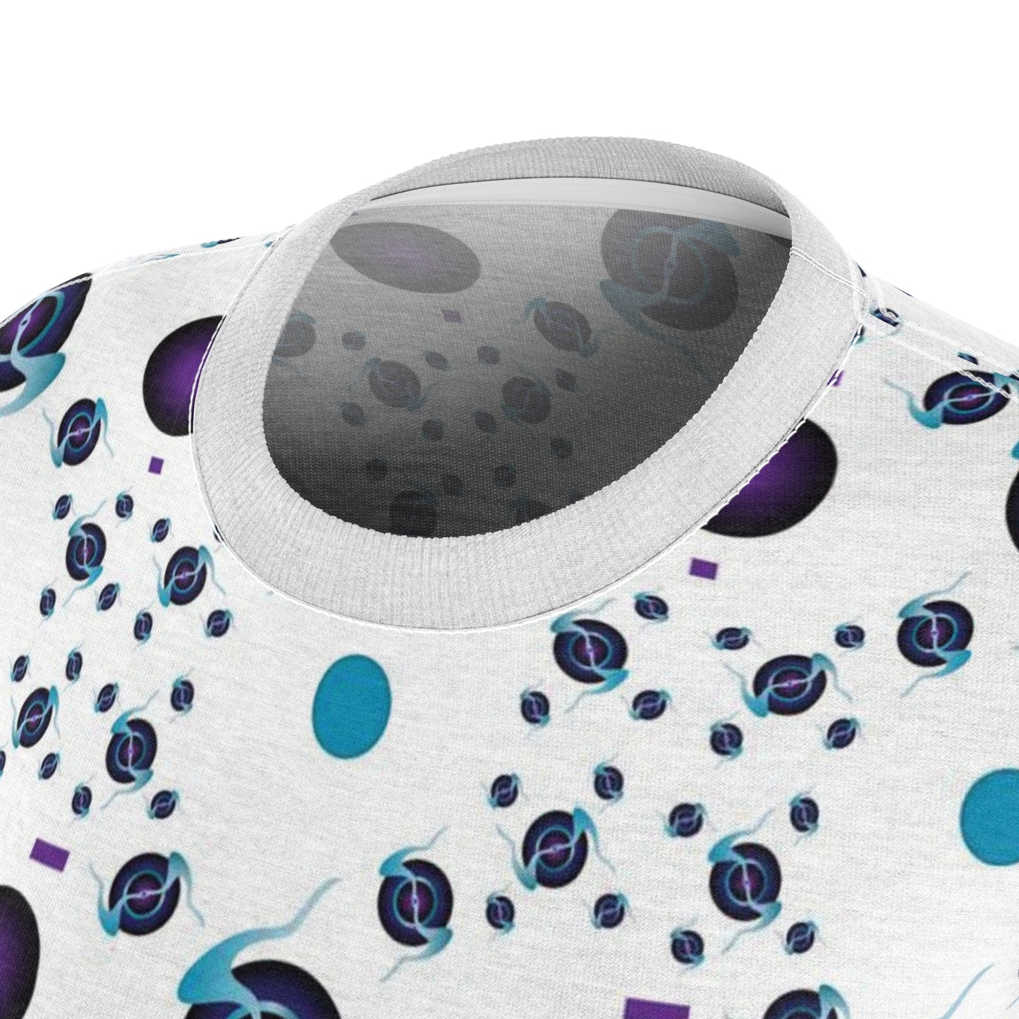 Women's Cut & Sew Tee (AOP) Kukloso Abstractical No 225 Dark Purple, Navy, Aqua on White - Free Shipping