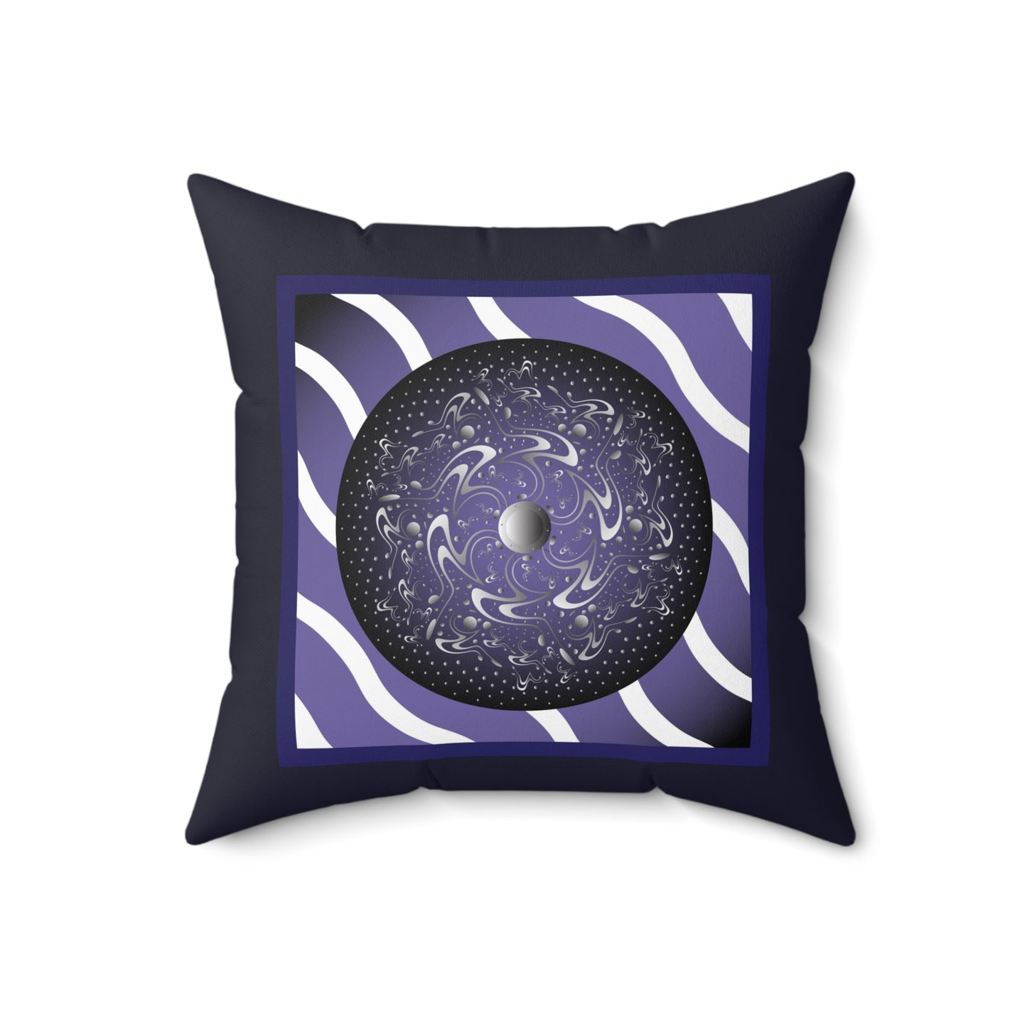 Spun Polyester Square Pillow Kukloso Mandala No 63 Purple/Gold - Free Shipping