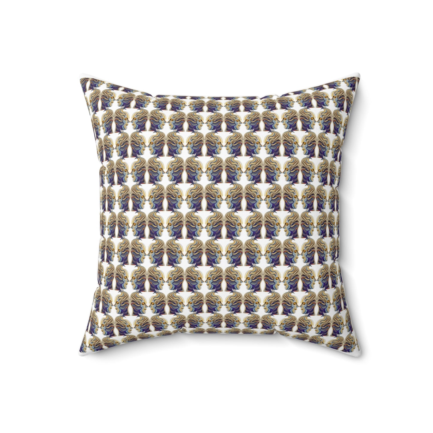 Spun Polyester Square Pillow Kukloso Cubist Faces No 12 - Free Shipping