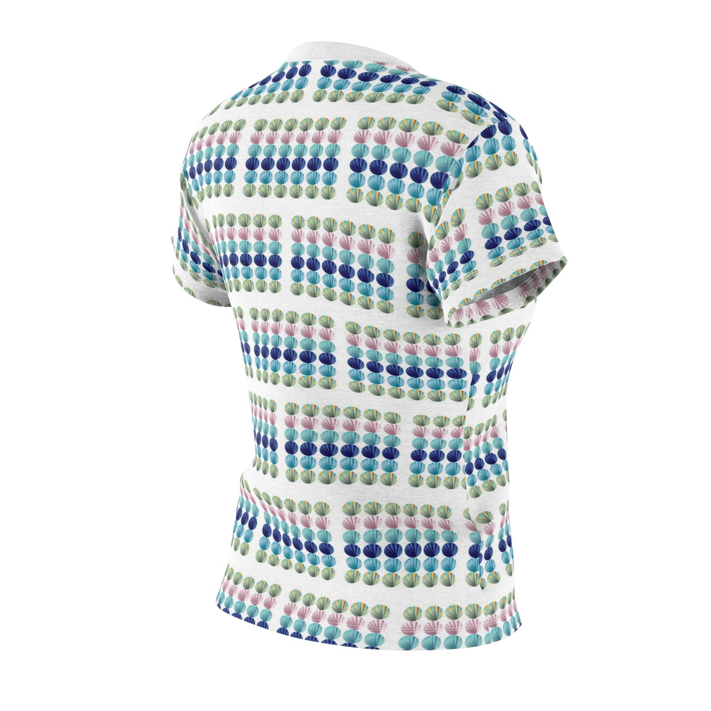Women's Cut & Sew Tee (AOP) Kukloso Abstractical No 265 Shell Design on White - Free Shipping