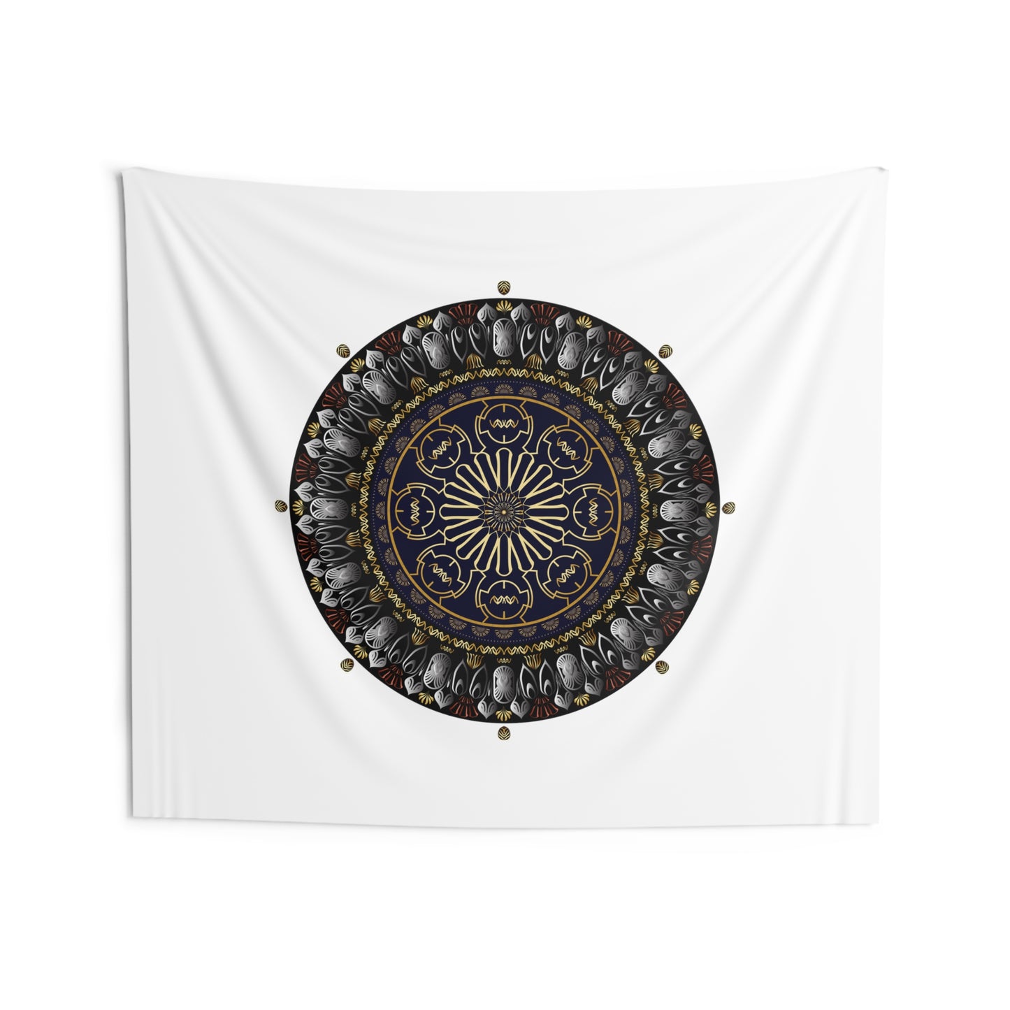 Indoor Wall Tapestries Kukloso Kuklos No 4361Gold, Black Mandala - Free Shipping