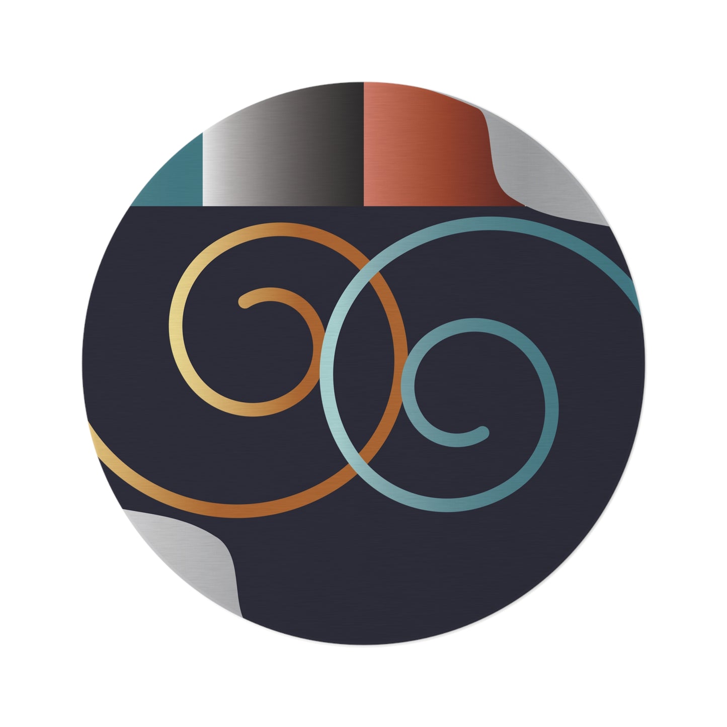 Round Rug Kukloso MD 70 Abstract shapes - Silver, Aqua, Copper, Gold Free shipping