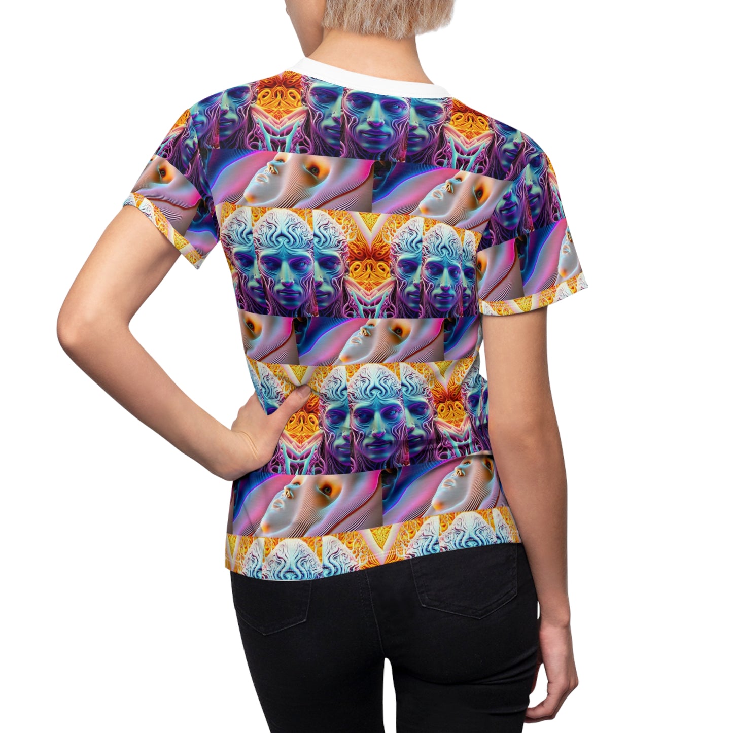 Women's Cut & Sew Tee (AOP) Kukloso Space Face No 10 - Free Shipping
