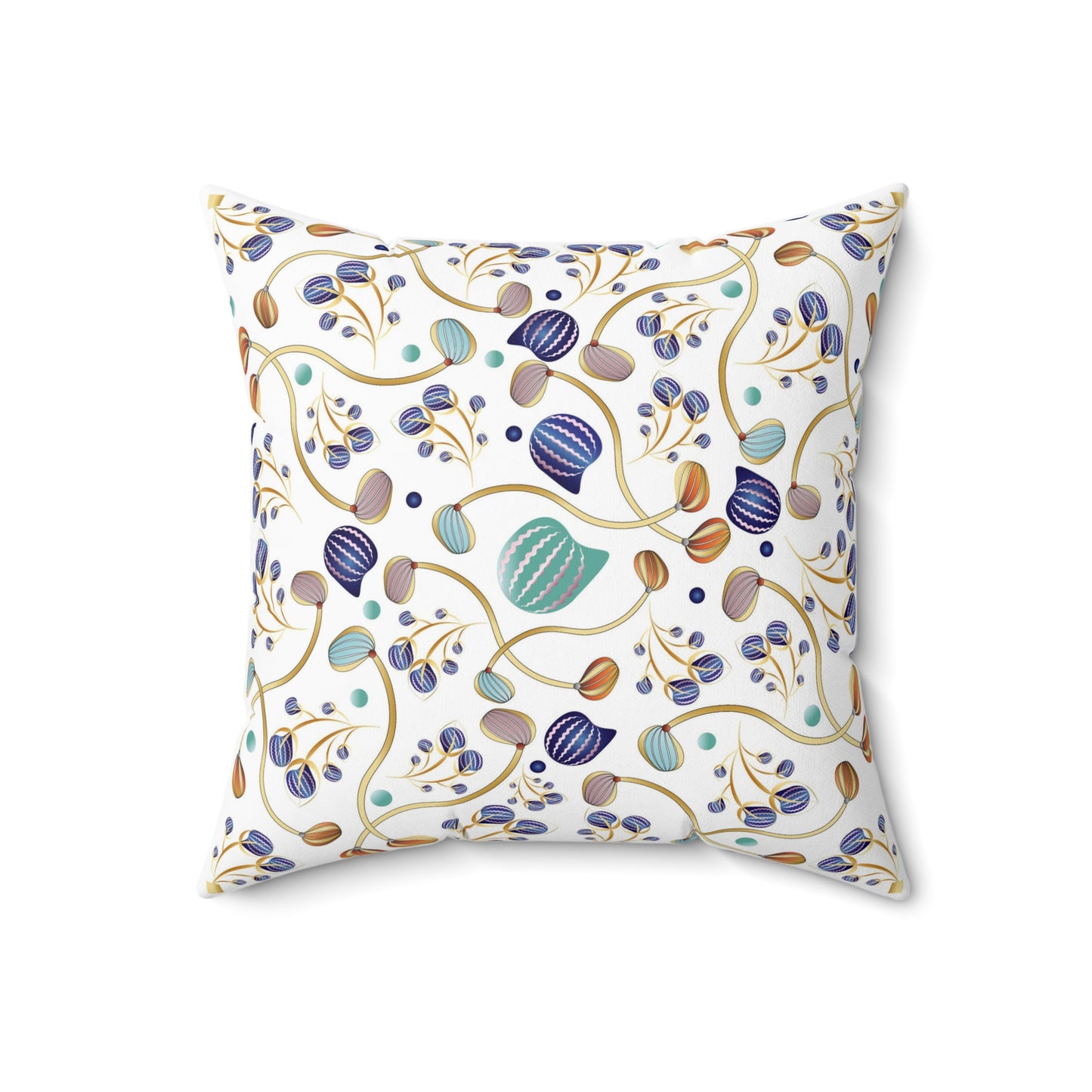 Spun Polyester Square Pillow Kukloso Melange de fleur No 21 White & Black- Free Shipping