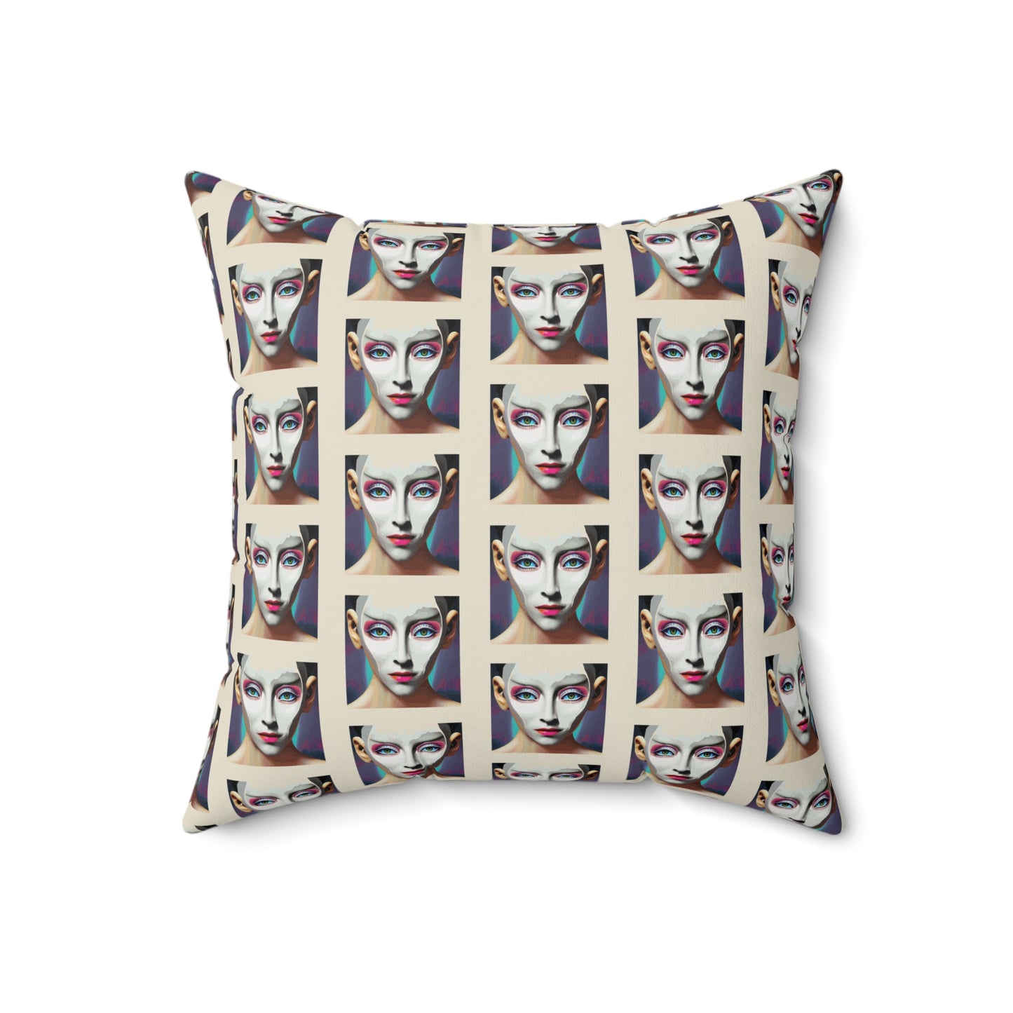 Spun Polyester Square Pillow Kukloso Space Faces No 2 - Free Shipping