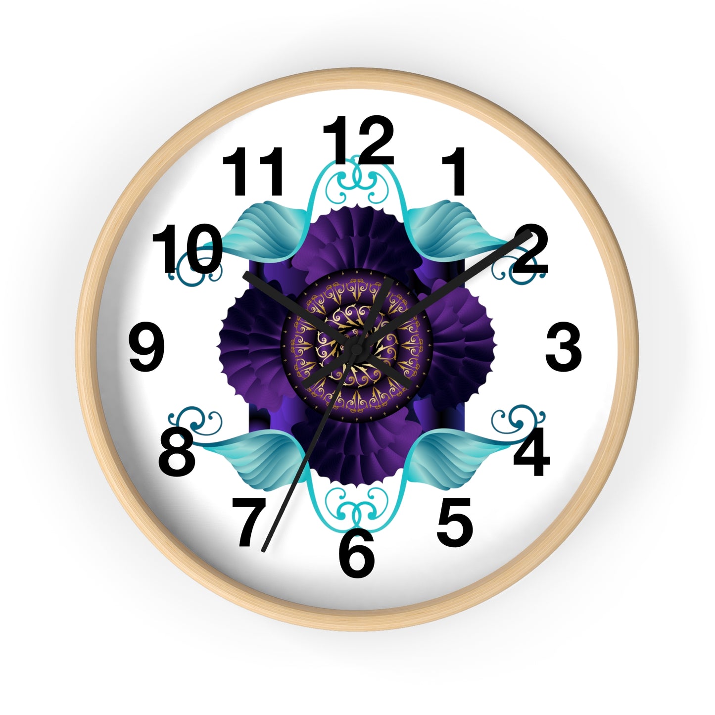 Wall Clock Kukloso Kuklos No 4364 Abstract Purple & Aqua - Free Shipping