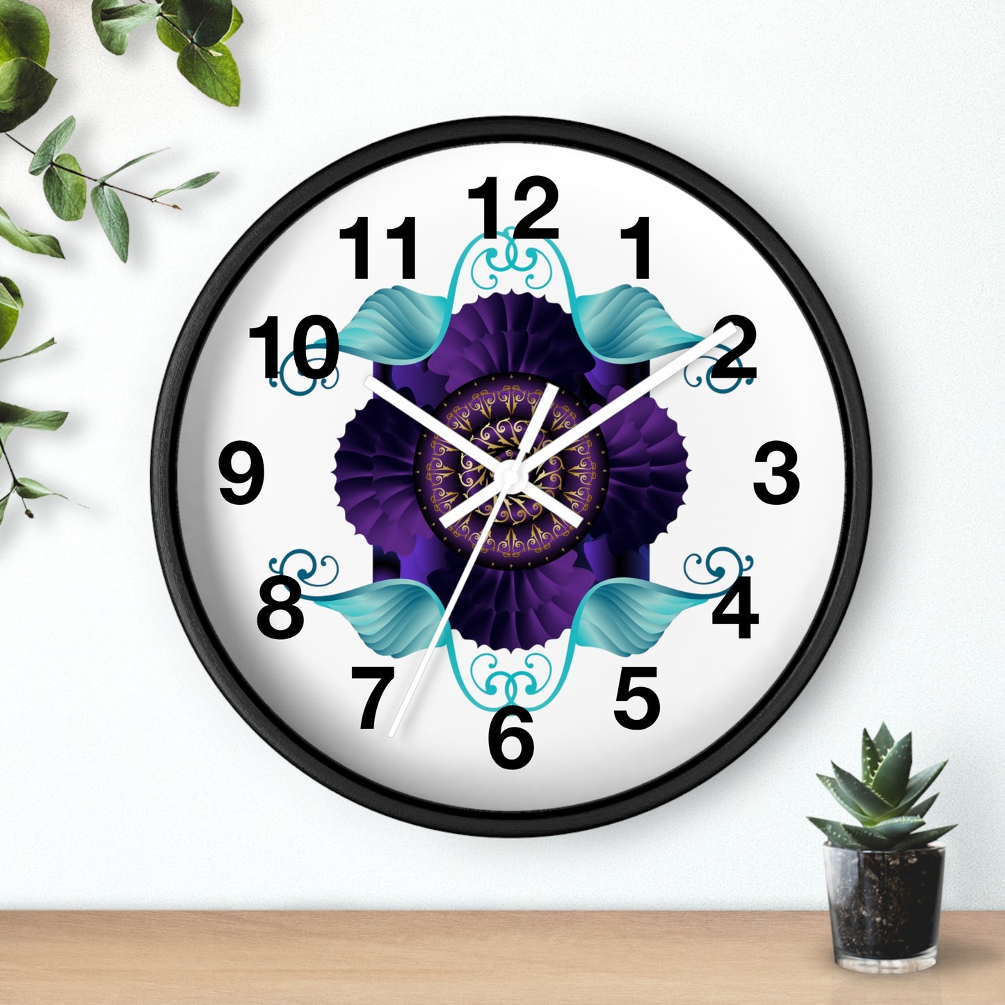 Wall Clock Kukloso Kuklos No 4364 Abstract Purple & Aqua - Free Shipping