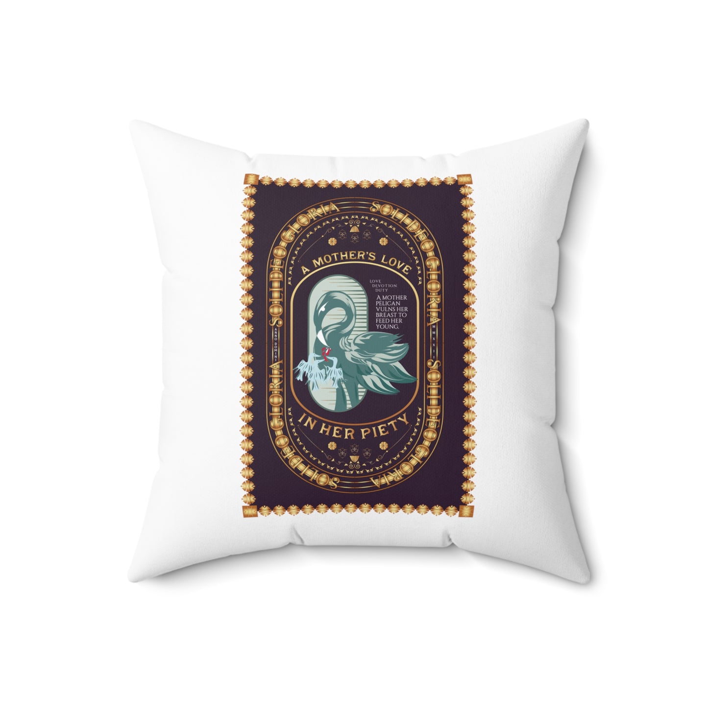 Spun Polyester Square Pillow Kukloso The Vulning Pelican 'In Her Piety' No 2 - Free Shipping