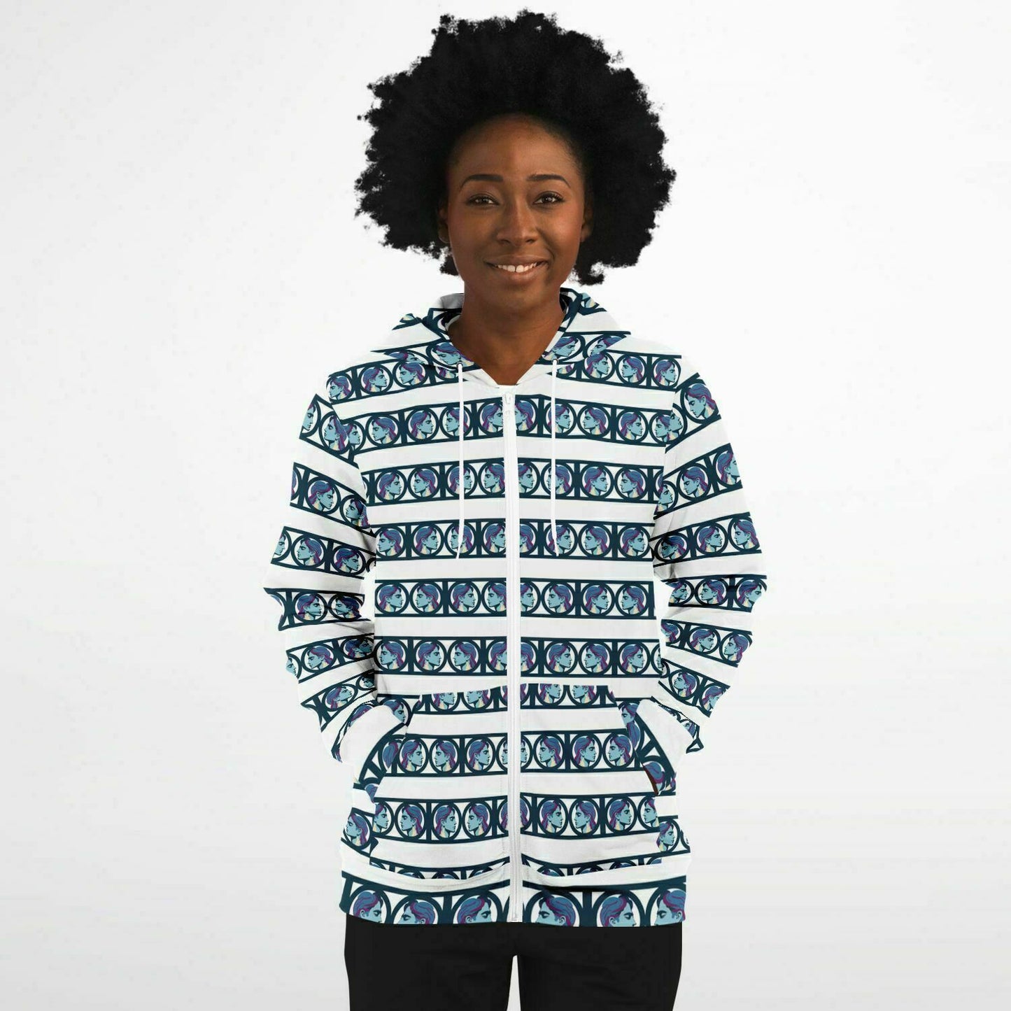 Fashion Zip-Up Hoodie - AOP Kukloso Roman Faces No 2 A - Free Shipping