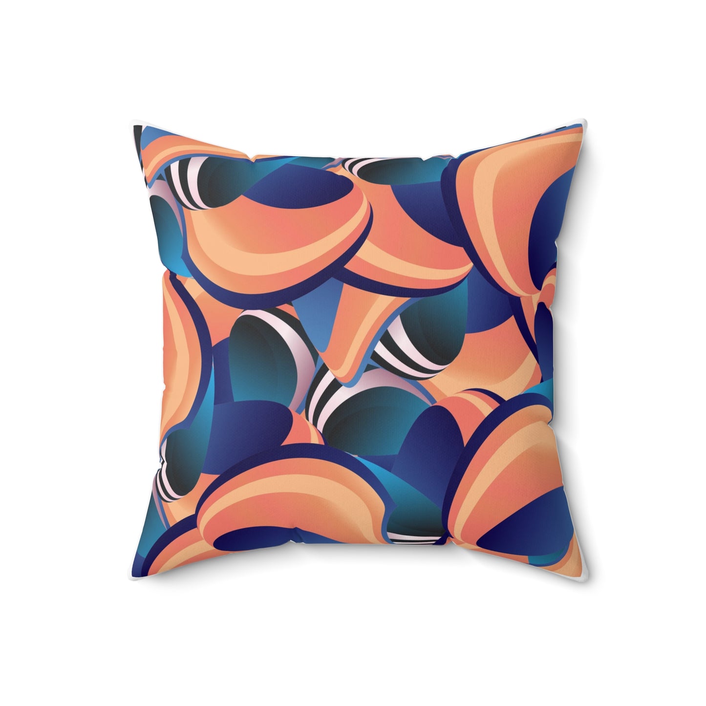 Spun Polyester Square Pillow Kukloso Ice Cream Swirls No 7 Cream & Orange - Free Shipping