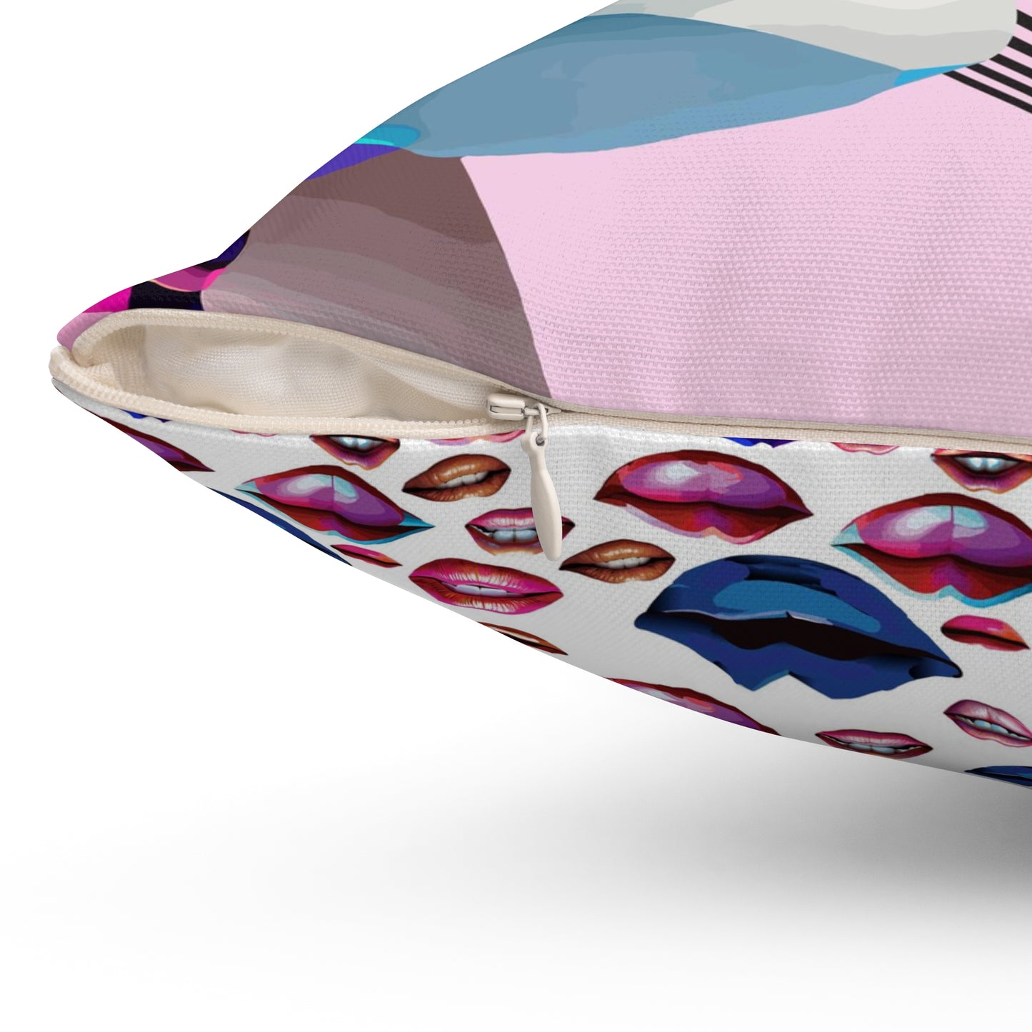 Spun Polyester Square Pillow Kukloso Cubist Space Kisser - Free Shipping