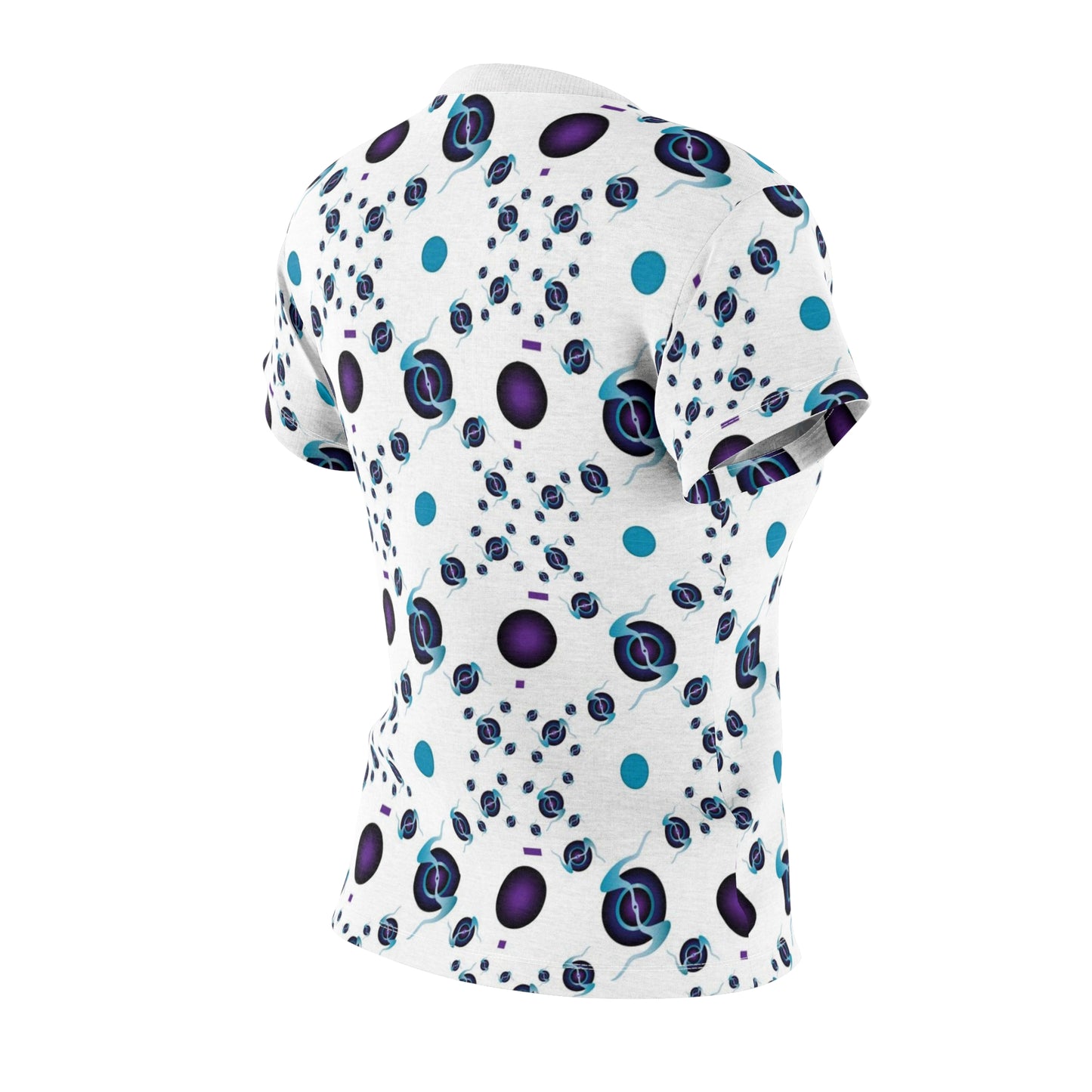 Women's Cut & Sew Tee (AOP) Kukloso Abstractical No 225 Dark Purple, Navy, Aqua on White - Free Shipping