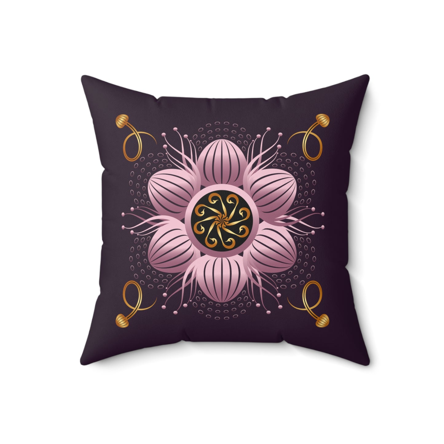 Spun Polyester Square Pillow Kukloso Mandalas Kuklos No 4369 & 4404 Dark Purple - Free Shipping
