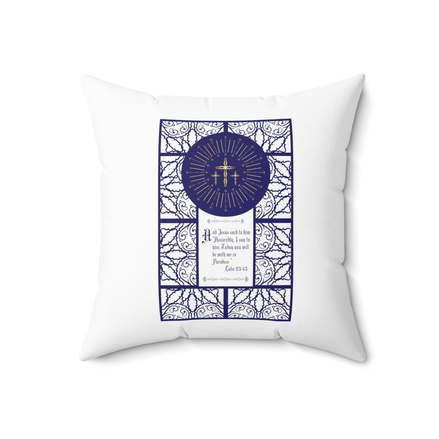 Spun Polyester Square Pillow Kukloso Luke 23:43 / Lux Mundi / Salvator Mundi - Free Shipping