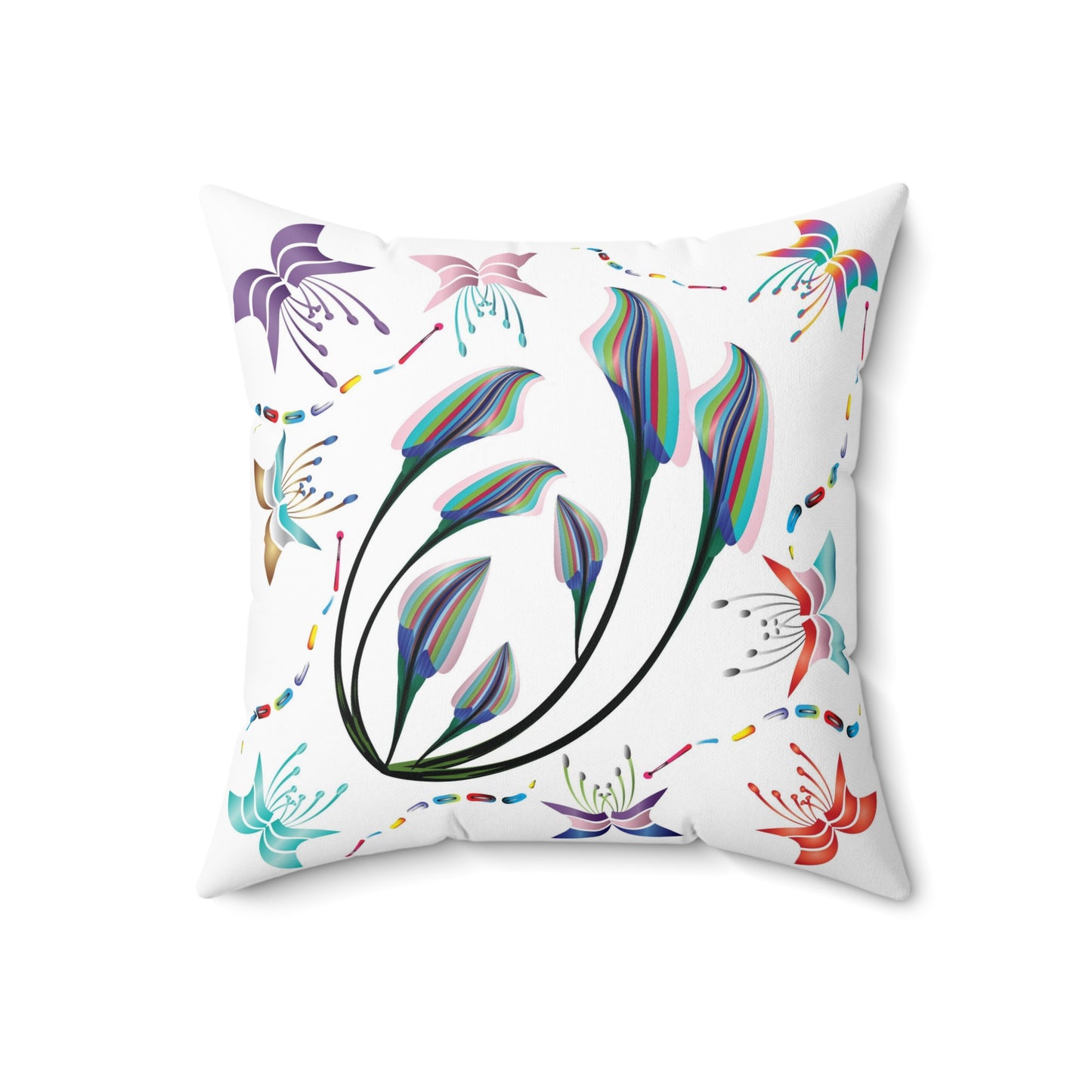 Spun Polyester Square Pillow Kukloso Melange de fleur No 47 Black/White - Free Shipping