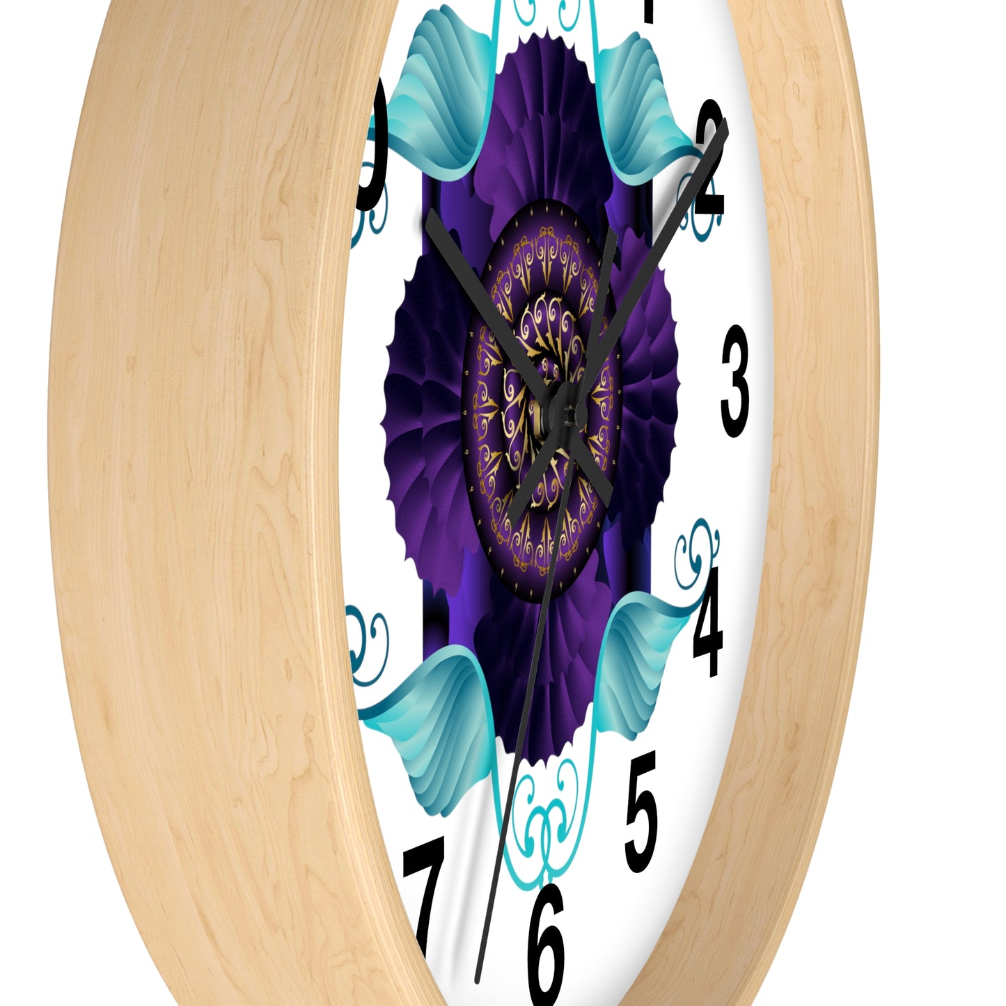 Wall Clock Kukloso Kuklos No 4364 Abstract Purple & Aqua - Free Shipping