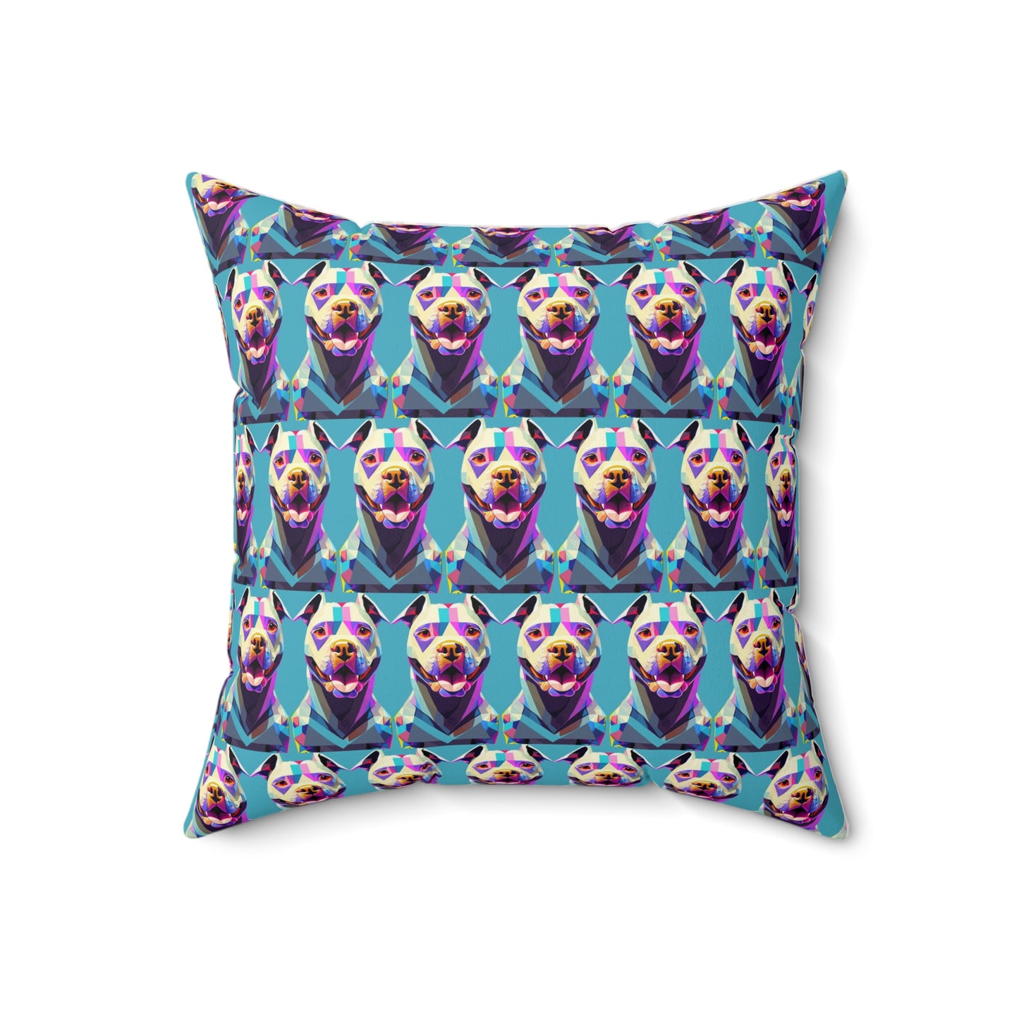 Spun Polyester Square Pillow Kukloso Pit Bull Terrier Dog - Free Shipping