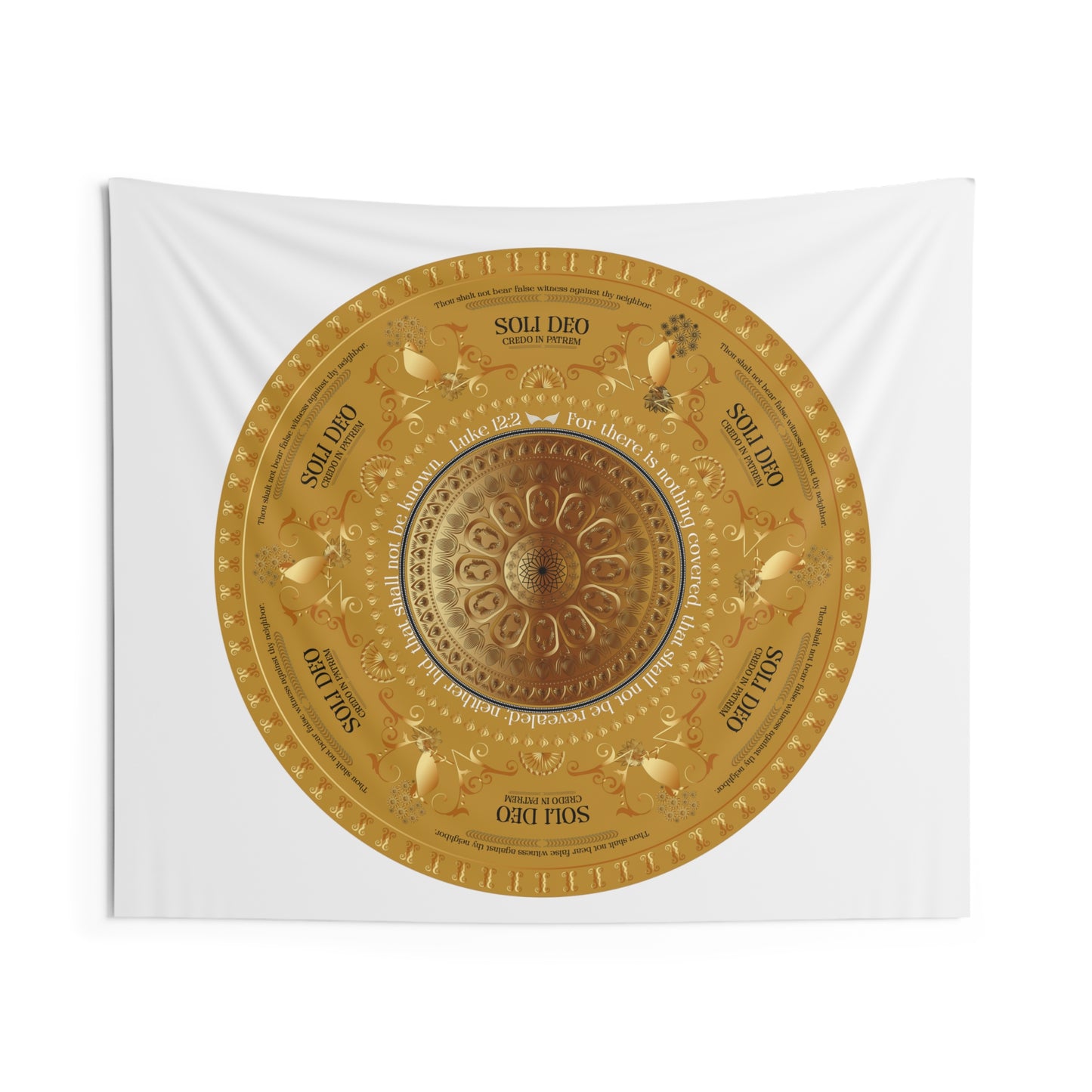 Indoor Wall Tapestries OVC No 4280 Golden Mandala Christian Luke 12:2 - Free Shipping