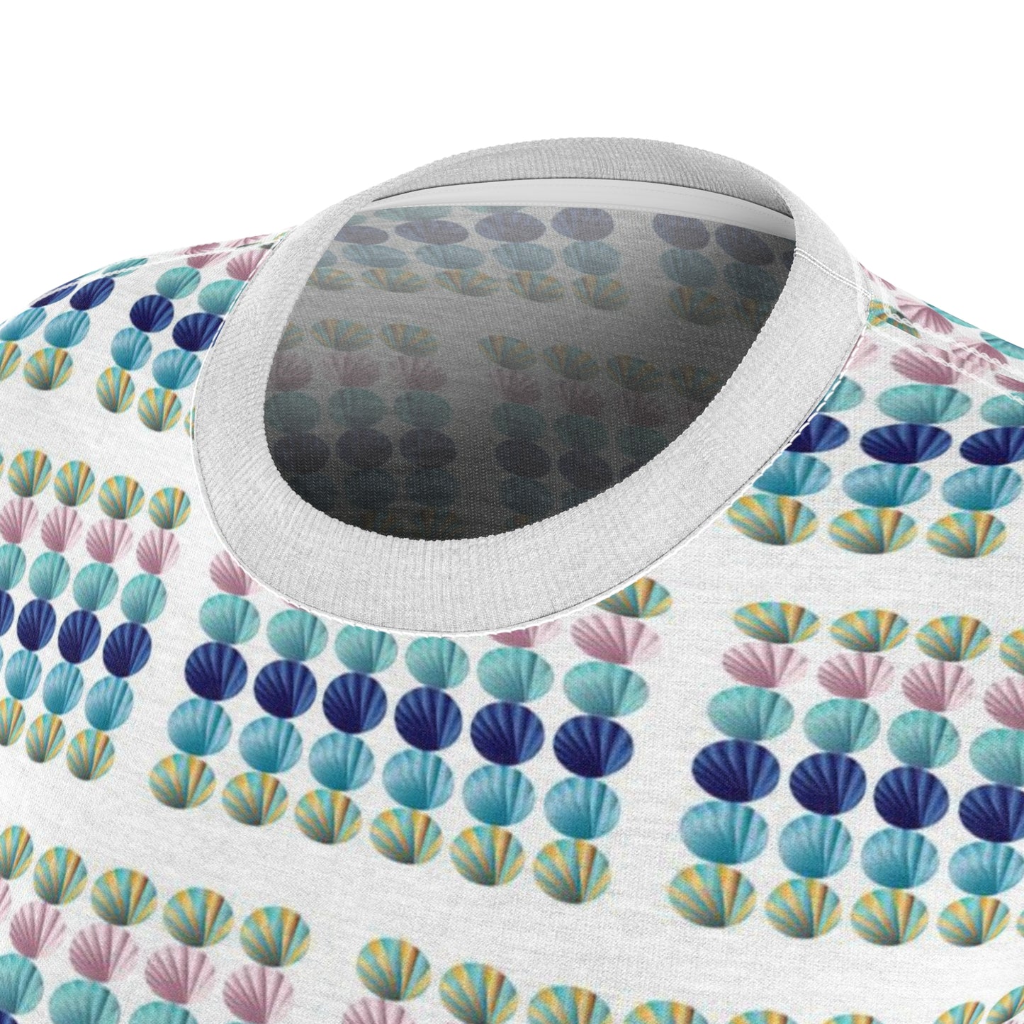 Women's Cut & Sew Tee (AOP) Kukloso Abstractical No 265 Shell Design on White - Free Shipping