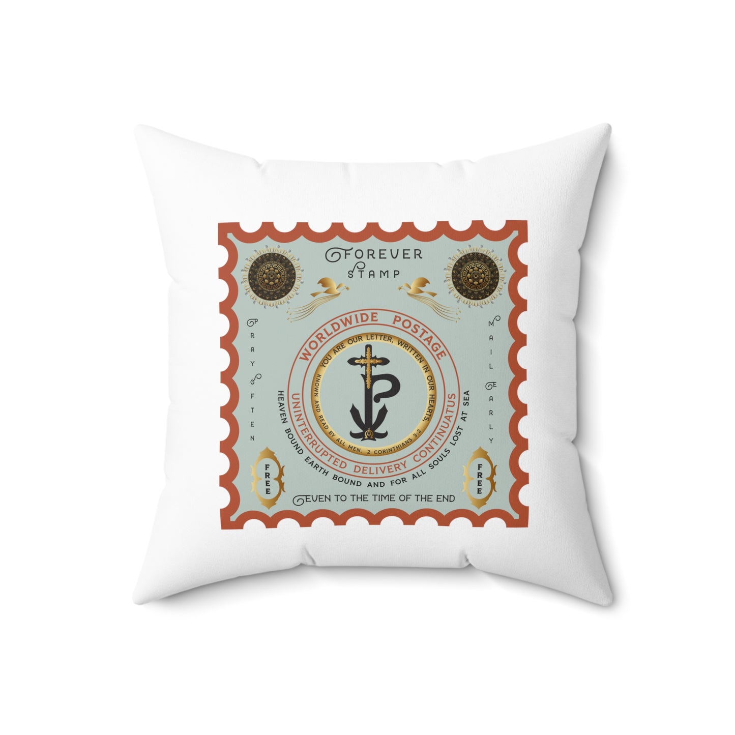 Spun Polyester Square Pillow Forever Stamp/ Imagine The Joy - Free Shipping