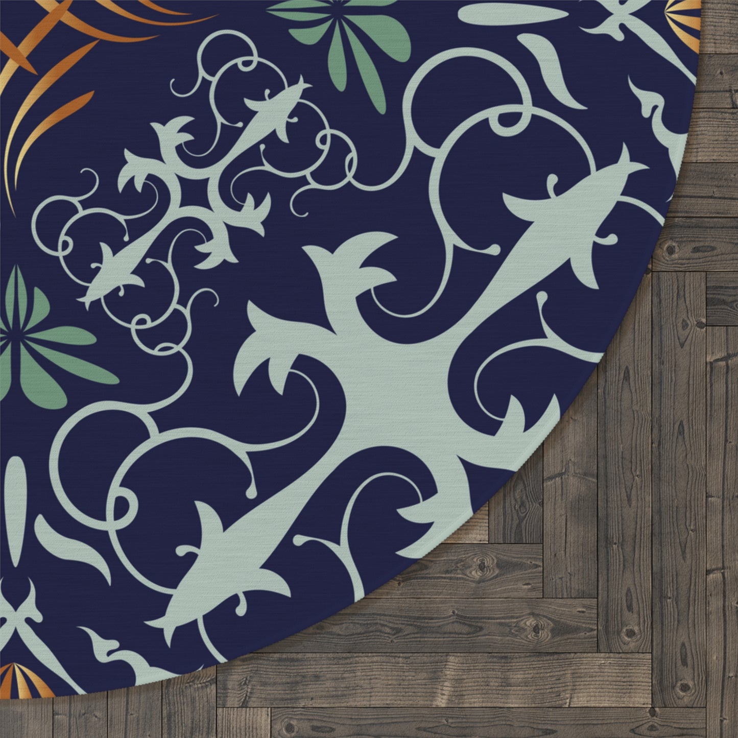 Round Rug Kukloso MD No 45 Mandala on Navy Free Shipping