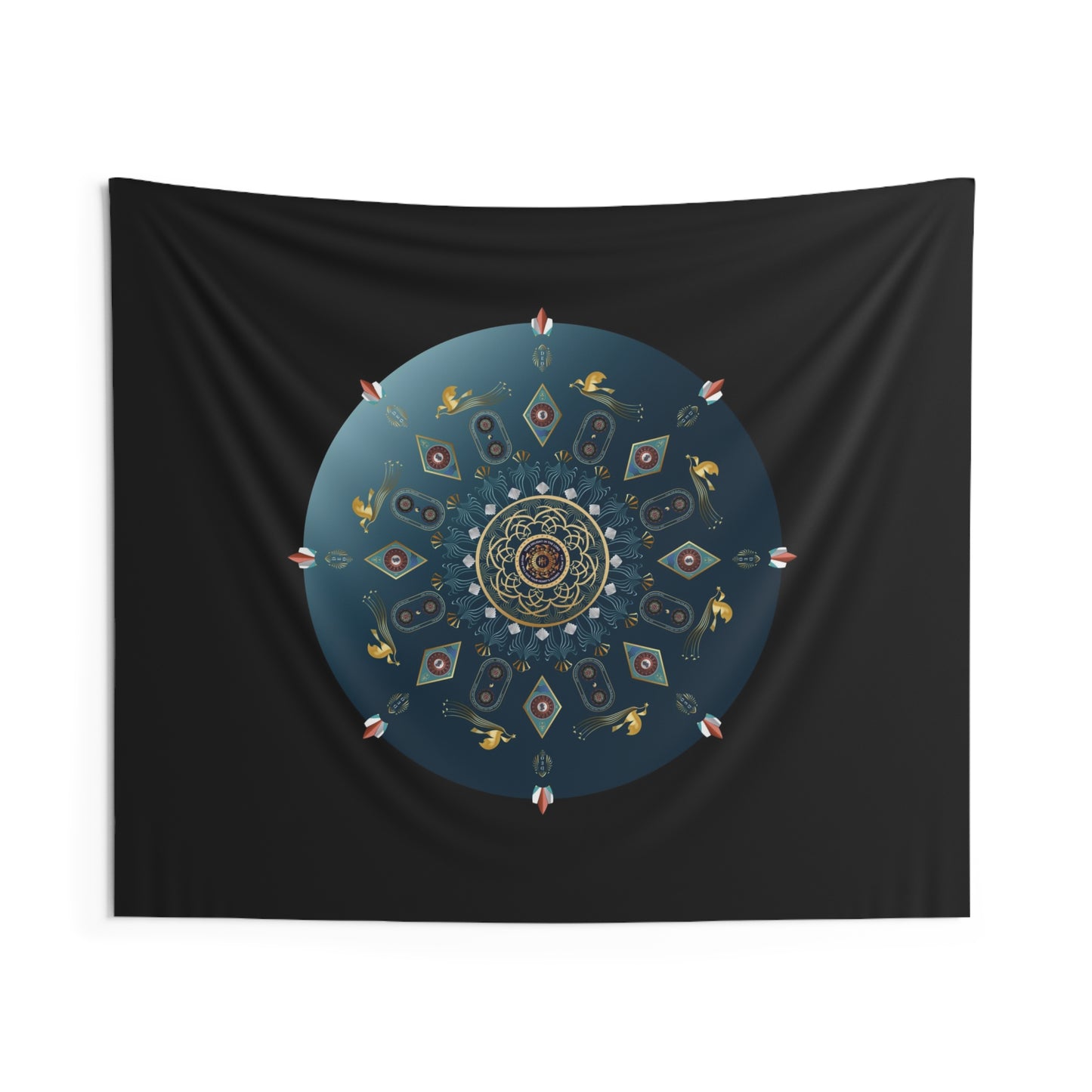 Indoor Wall Tapestries Kukloso Kuklos Christian Mandala Psalm 37:4, Revelation 22:13 - Viridian Green Free Shipping