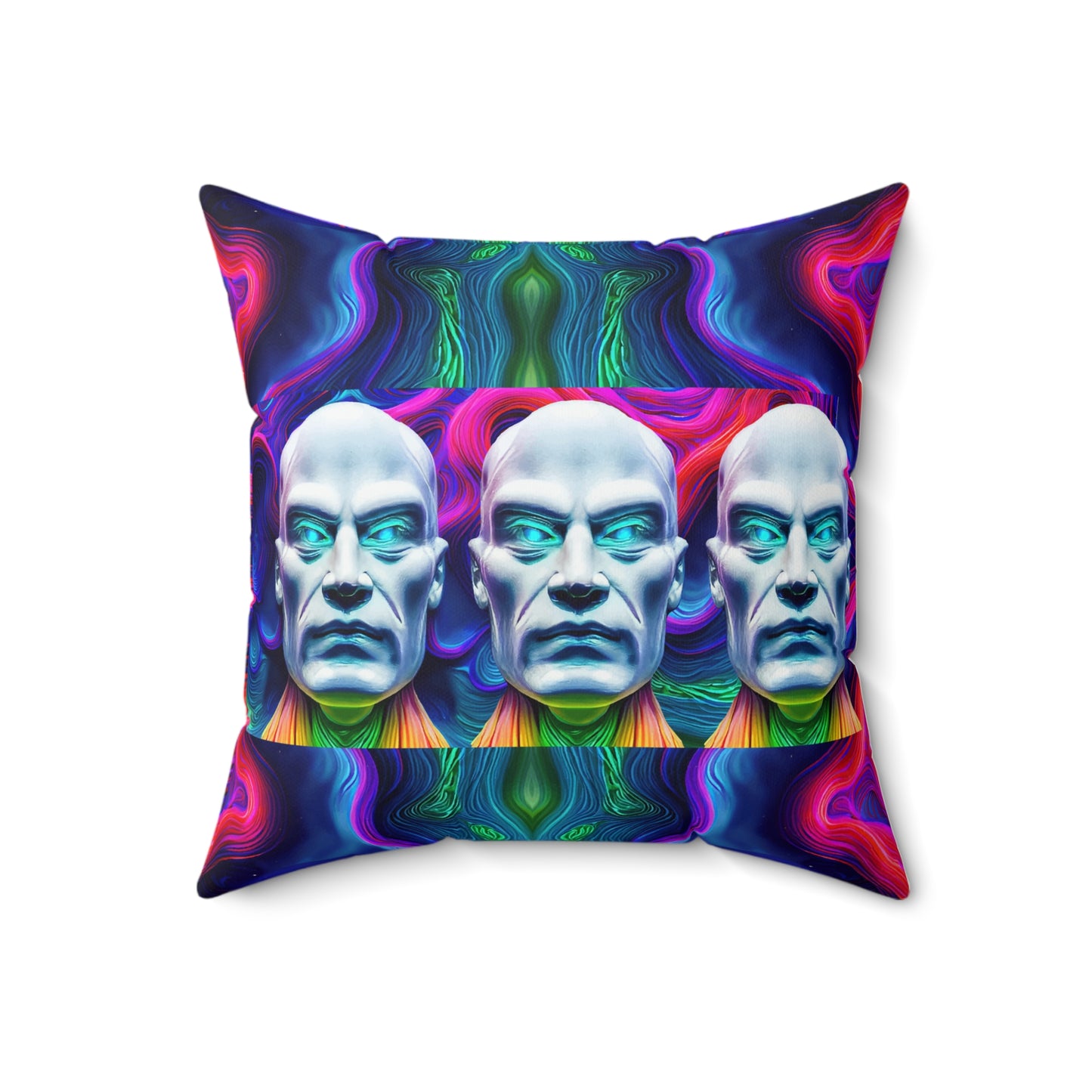 Spun Polyester Square Pillow Kukloso Cubist Faces No 5 - Free Shipping