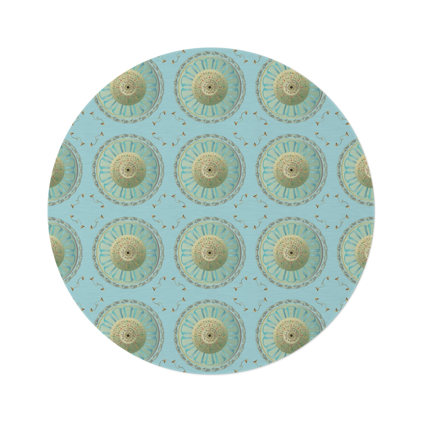 Round Rug Kukloso Mandala Decorata Aqua Free Shipping