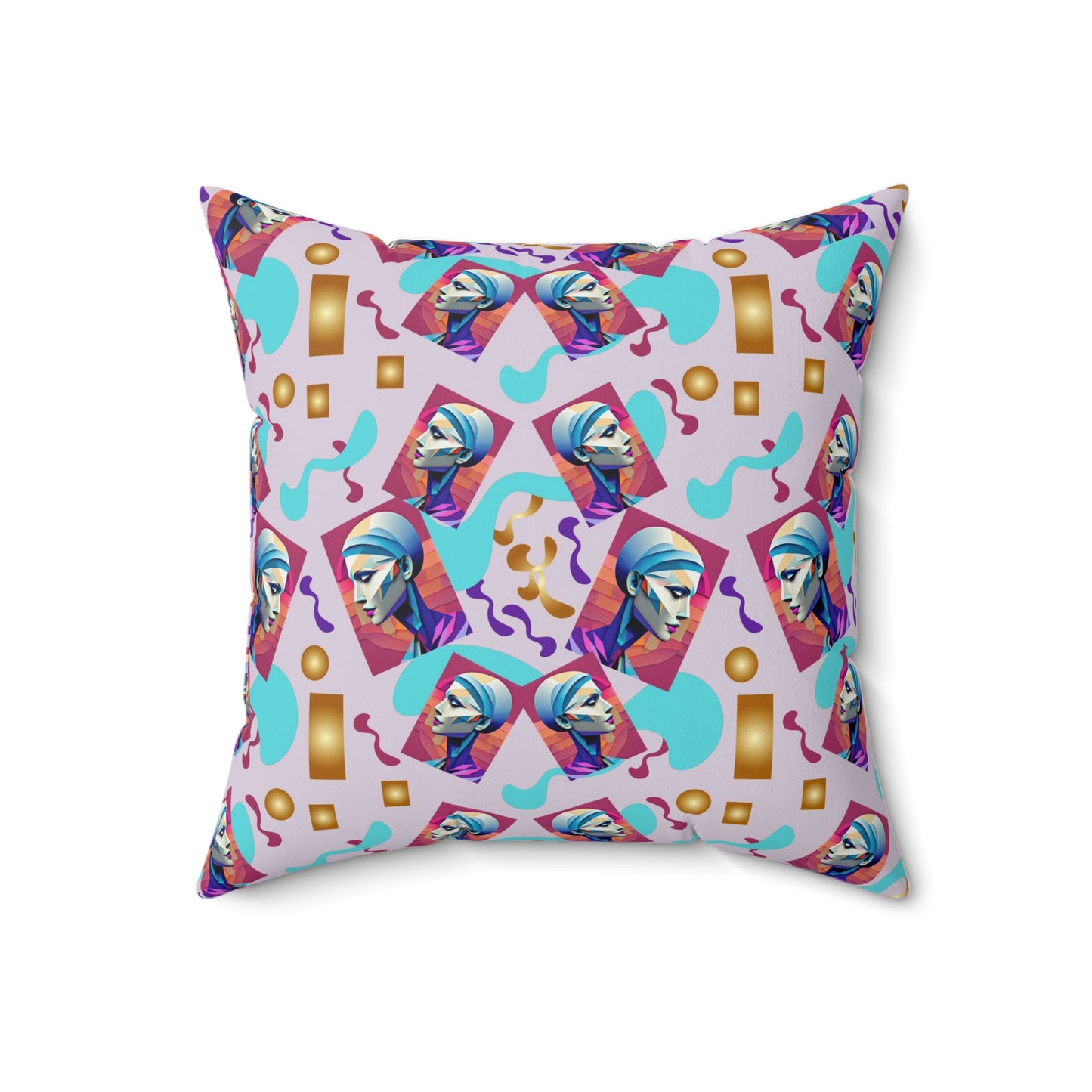 Spun Polyester Square Pillow Kukloso Cubist Abstracts 'La Vie' (The Life) Large & Small Pattern - Free Shipping