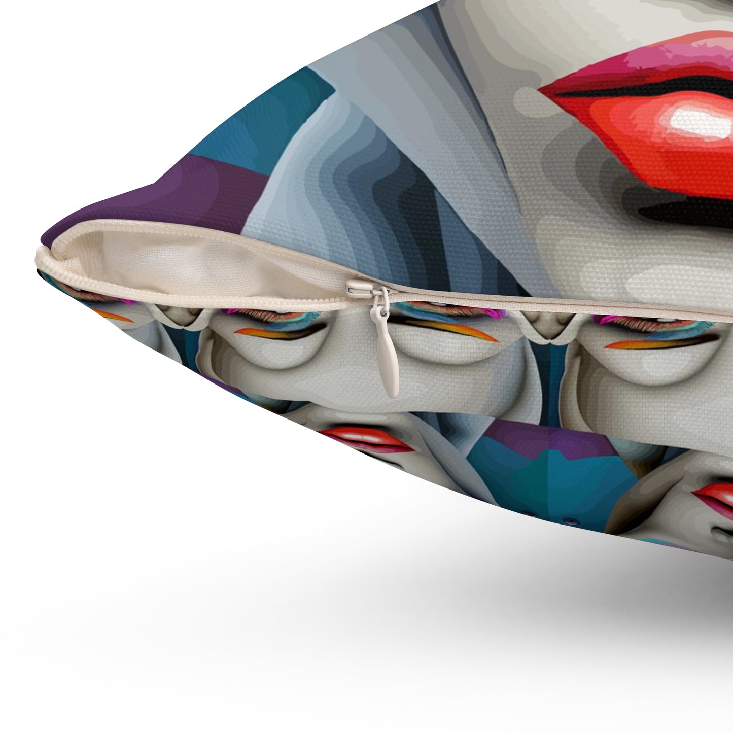 Spun Polyester Square Pillow Kukloso Space Faces No 70 - Free Shipping