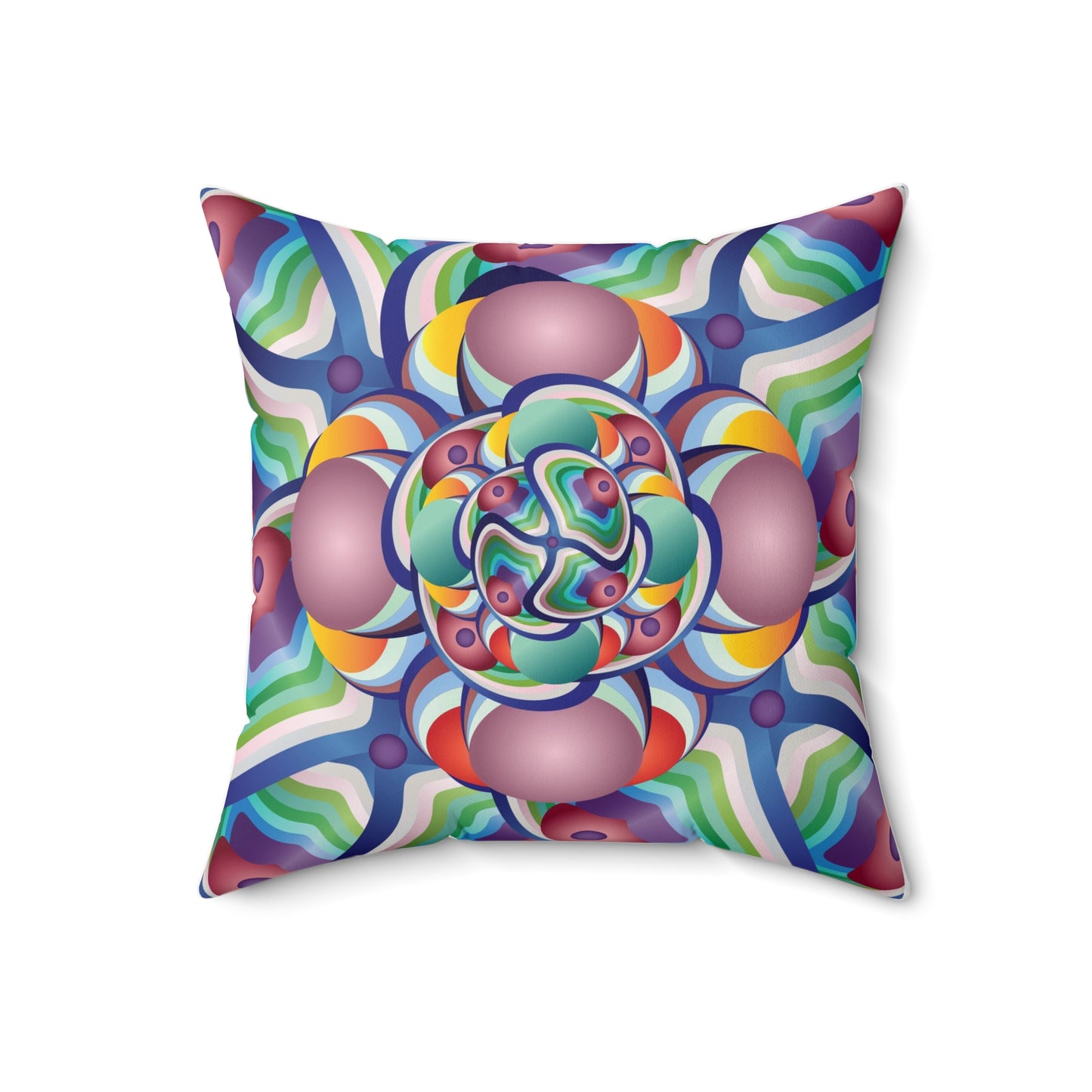 Spun Polyester Square Pillow Kukloso Ice Cream Swirls No 8 Purples & Pinks - Free Shipping