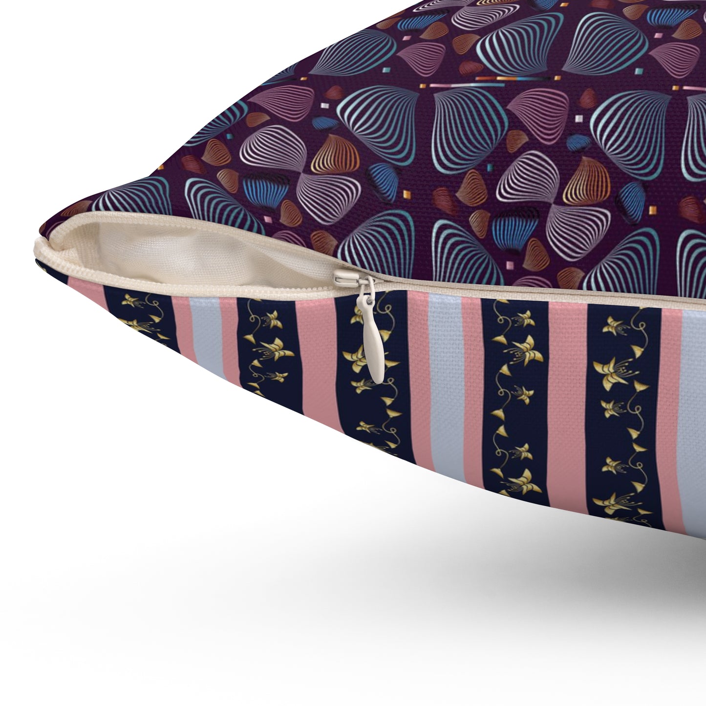 Spun Polyester Square Pillow Kukloso Abstract Fleurons No 78 & No 103 - Free Shipping