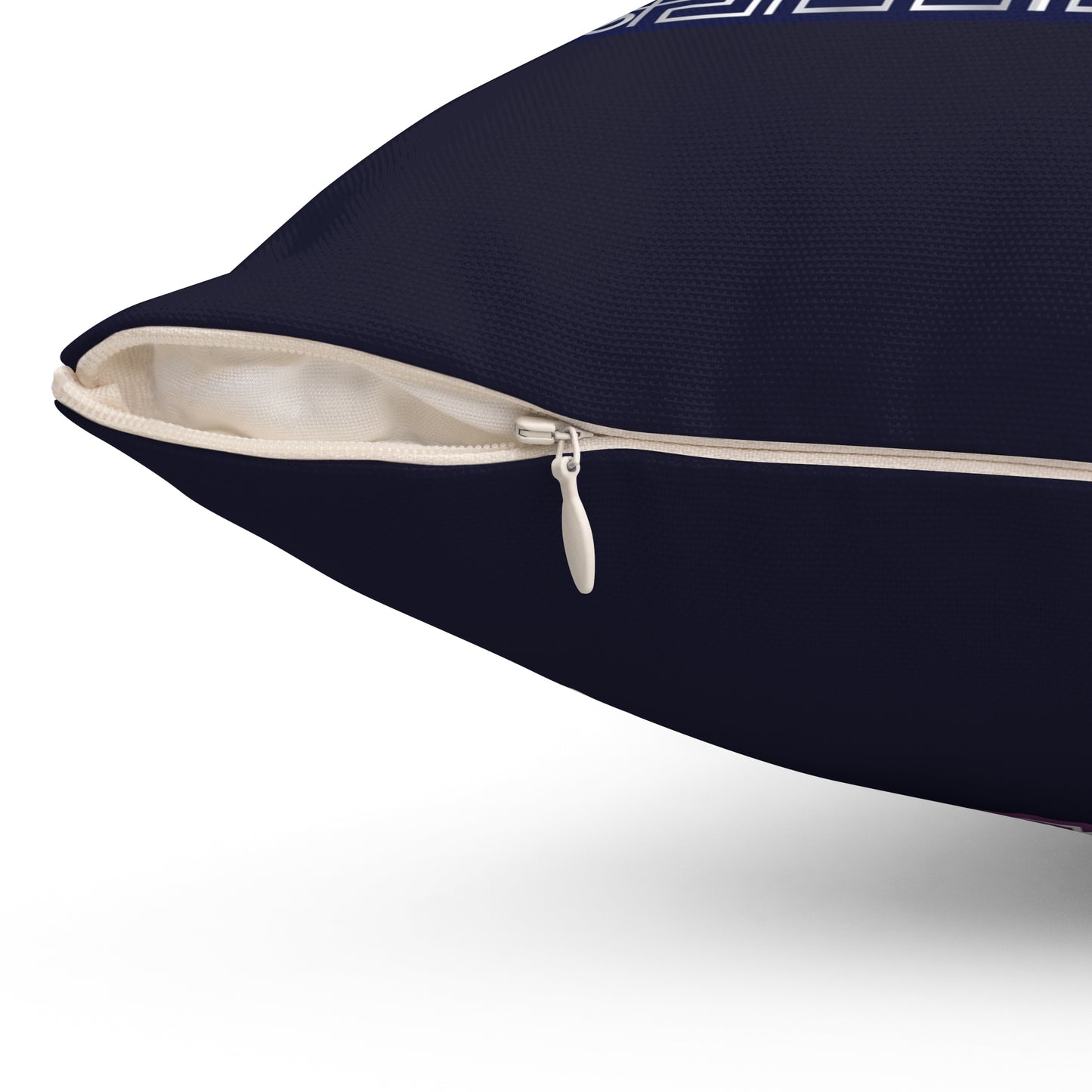 Spun Polyester Square Pillow Kukloso Greek Border 'Carpe Diem' No 2 - Free Shipping