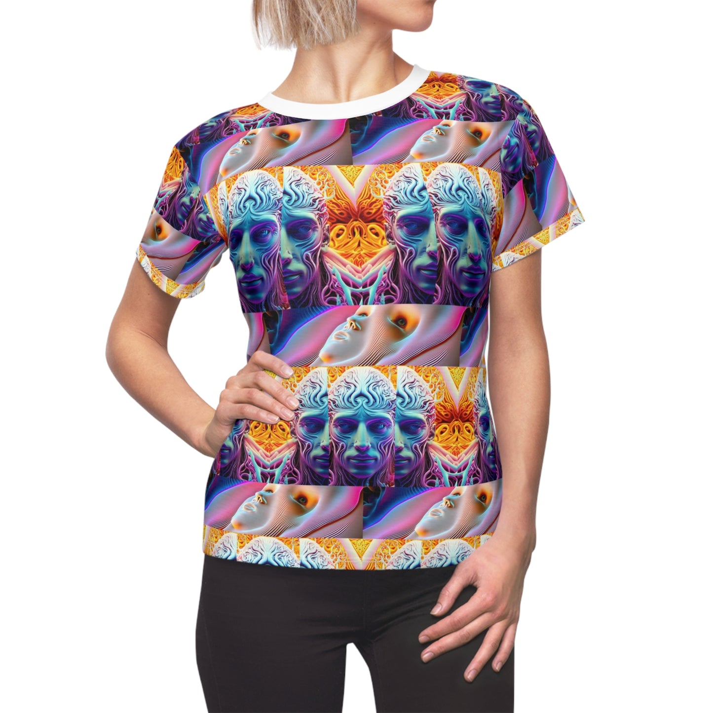 Women's Cut & Sew Tee (AOP) Kukloso Space Face No 10 - Free Shipping