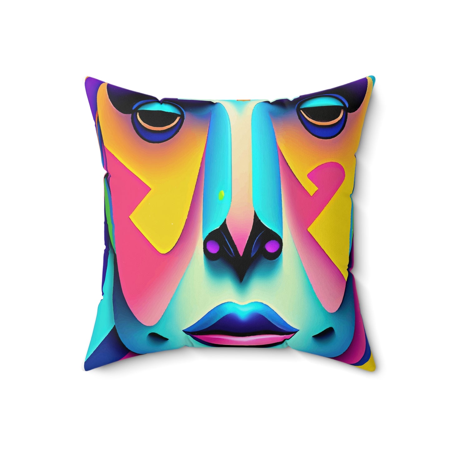 Spun Polyester Square Pillow Kukloso Cubist Faces No 2 - Free Shipping